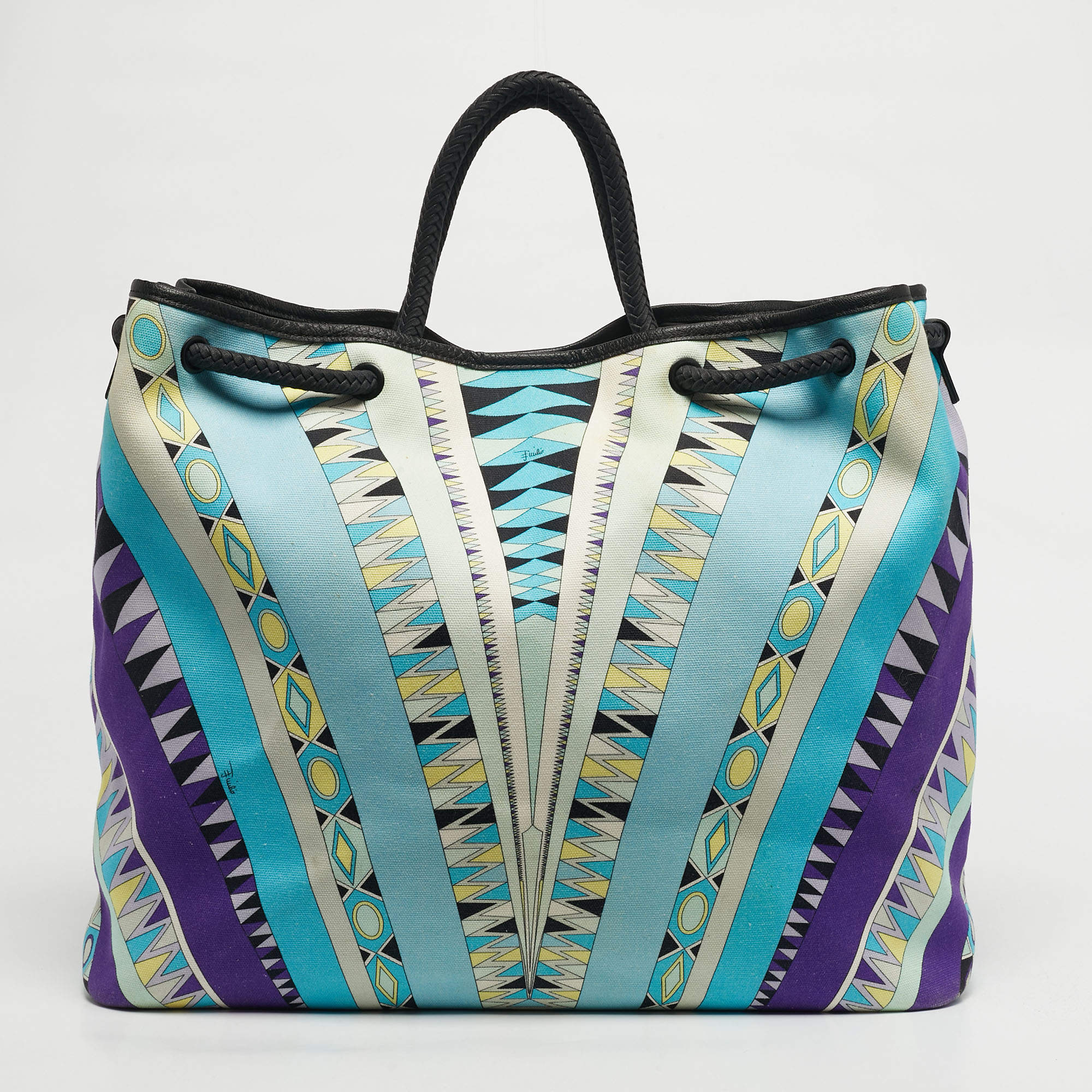 مملوكة مسبقًا Emilio Pucci Multicolor Printed Canvas Beach Bag