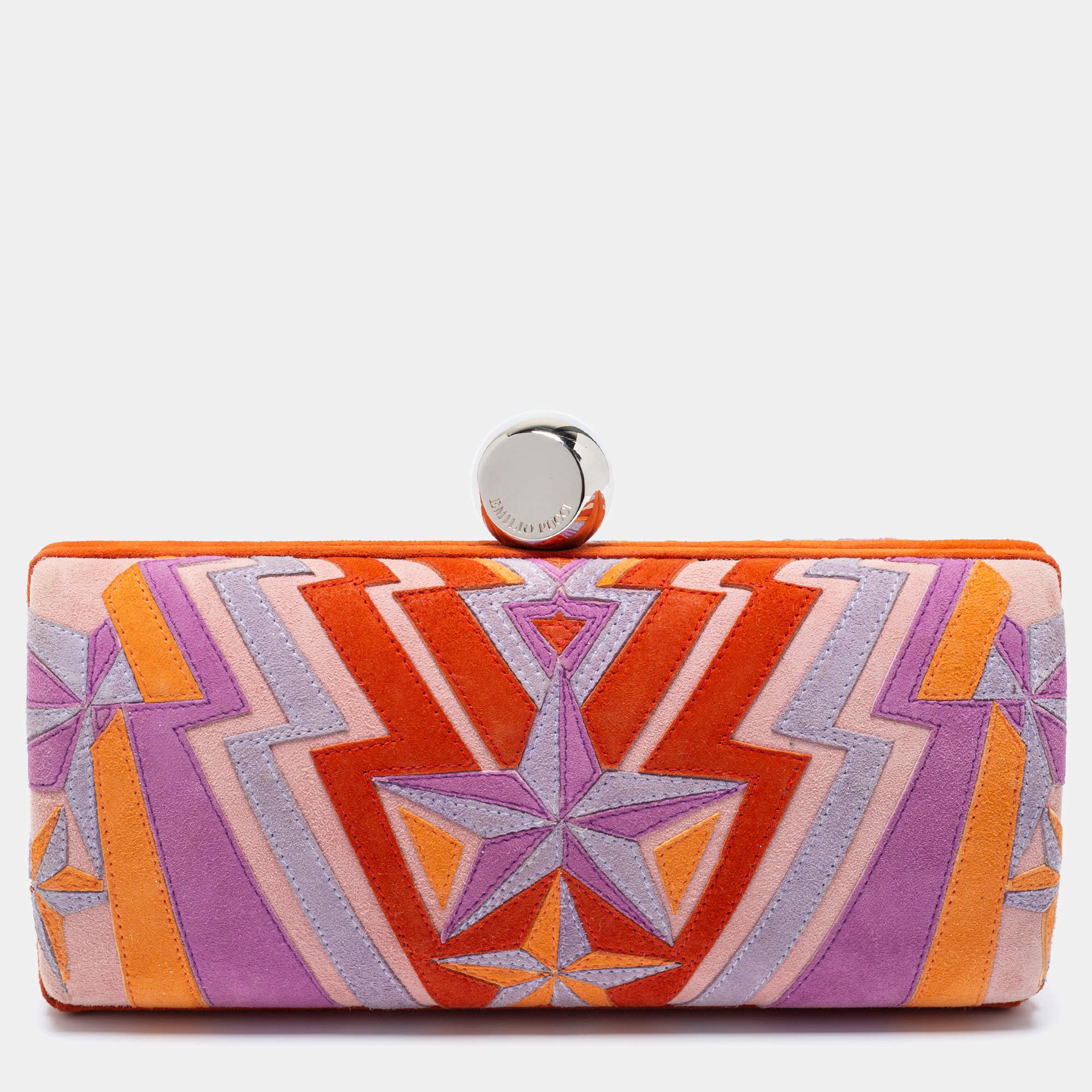 Emilio Pucci Multicolor Suede Patchwork Box Clutch