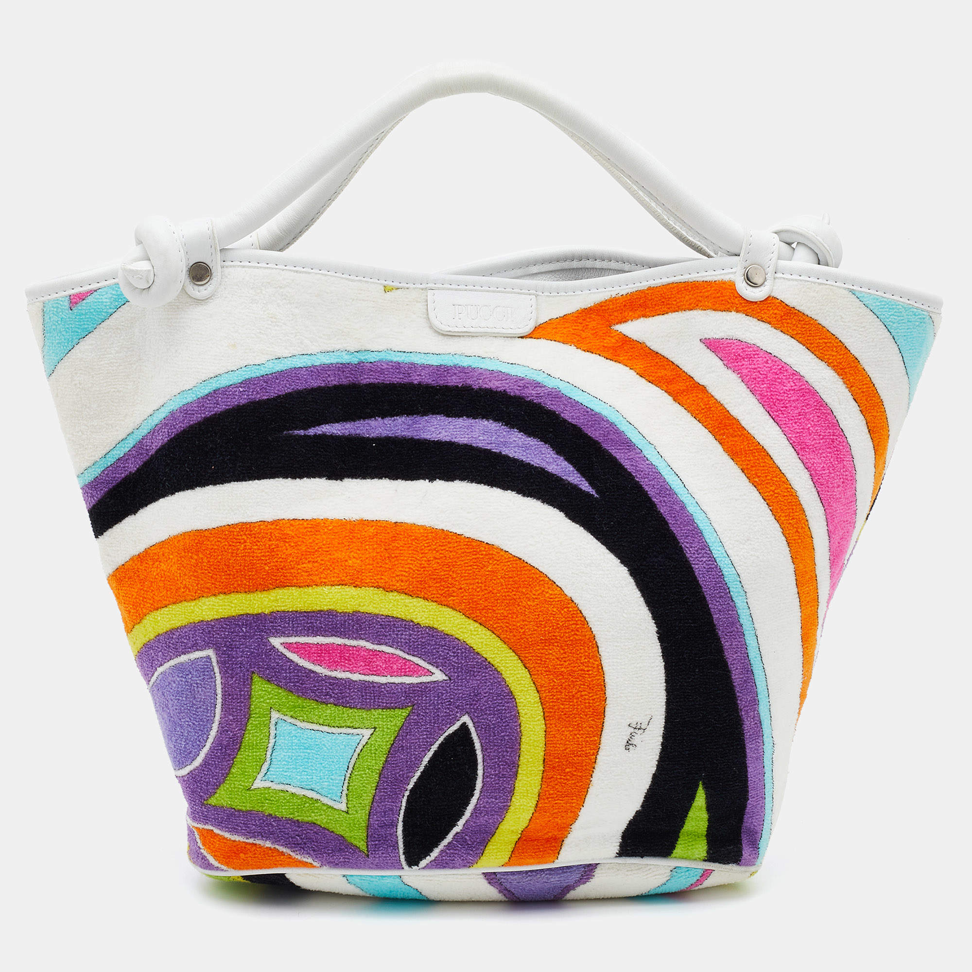 Emilio Pucci Multicolor Printed Velvet and Leather Hobo