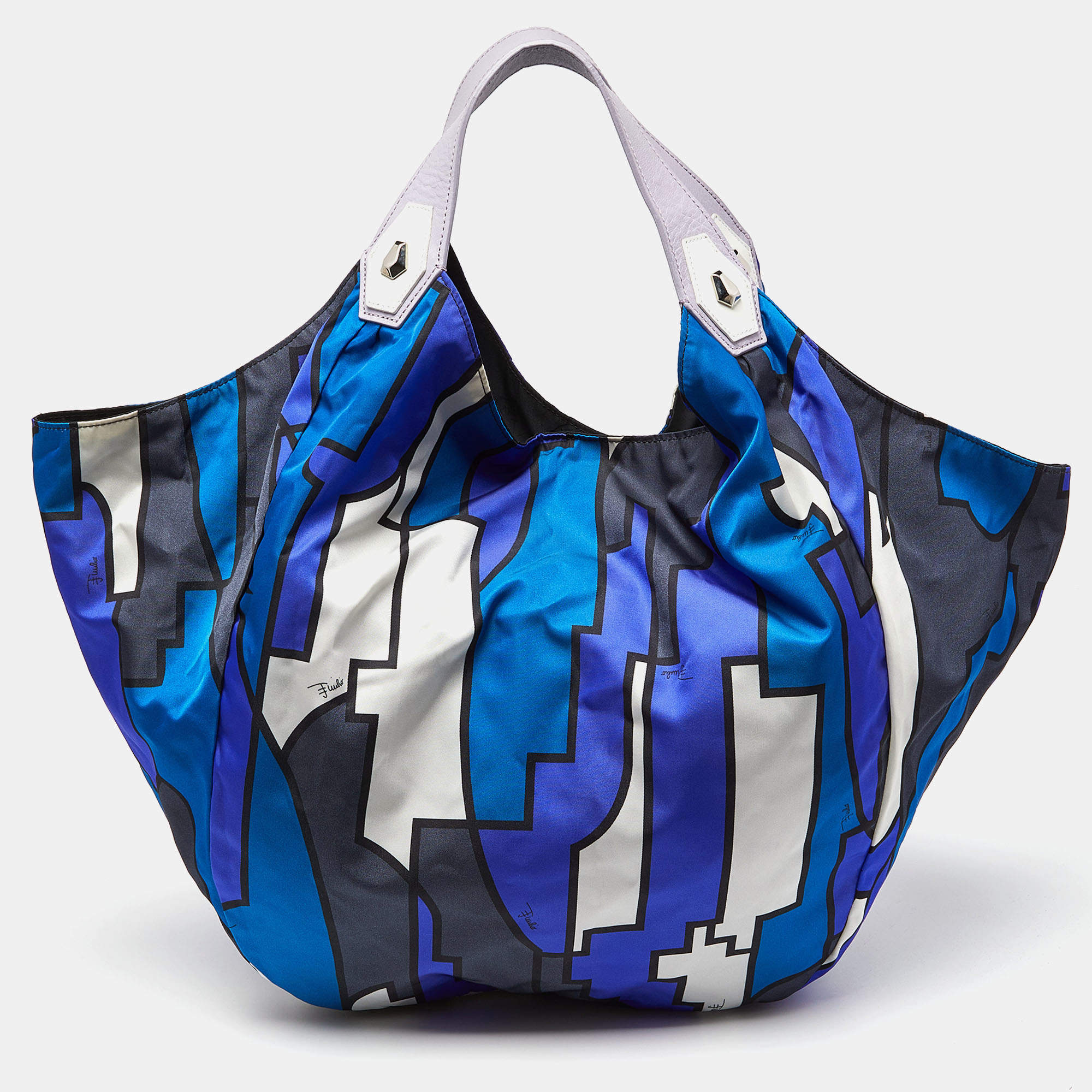 Emilio Pucci Multicolor Printed Nylon and Leather Hobo