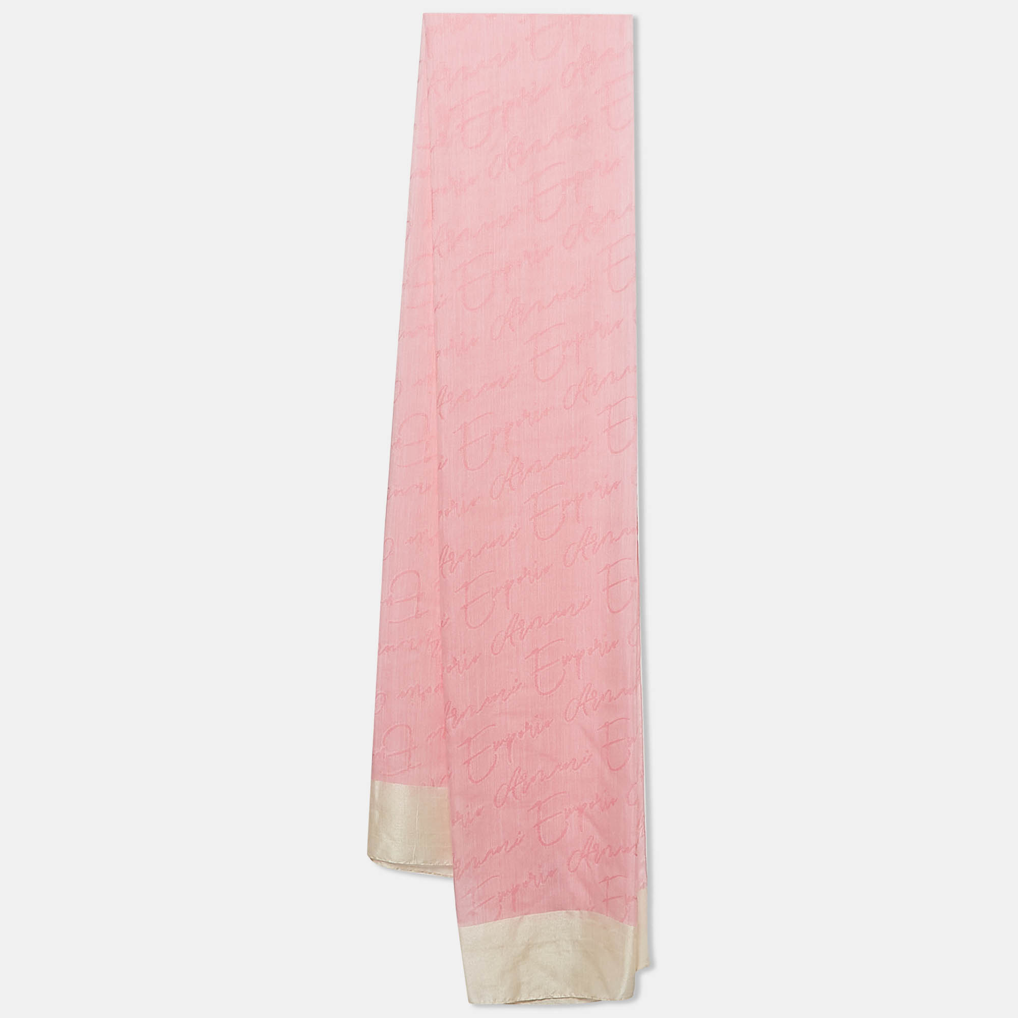 Pre Owned Emporio Armani Pink/Beige Jacquard Modal Blend Stole