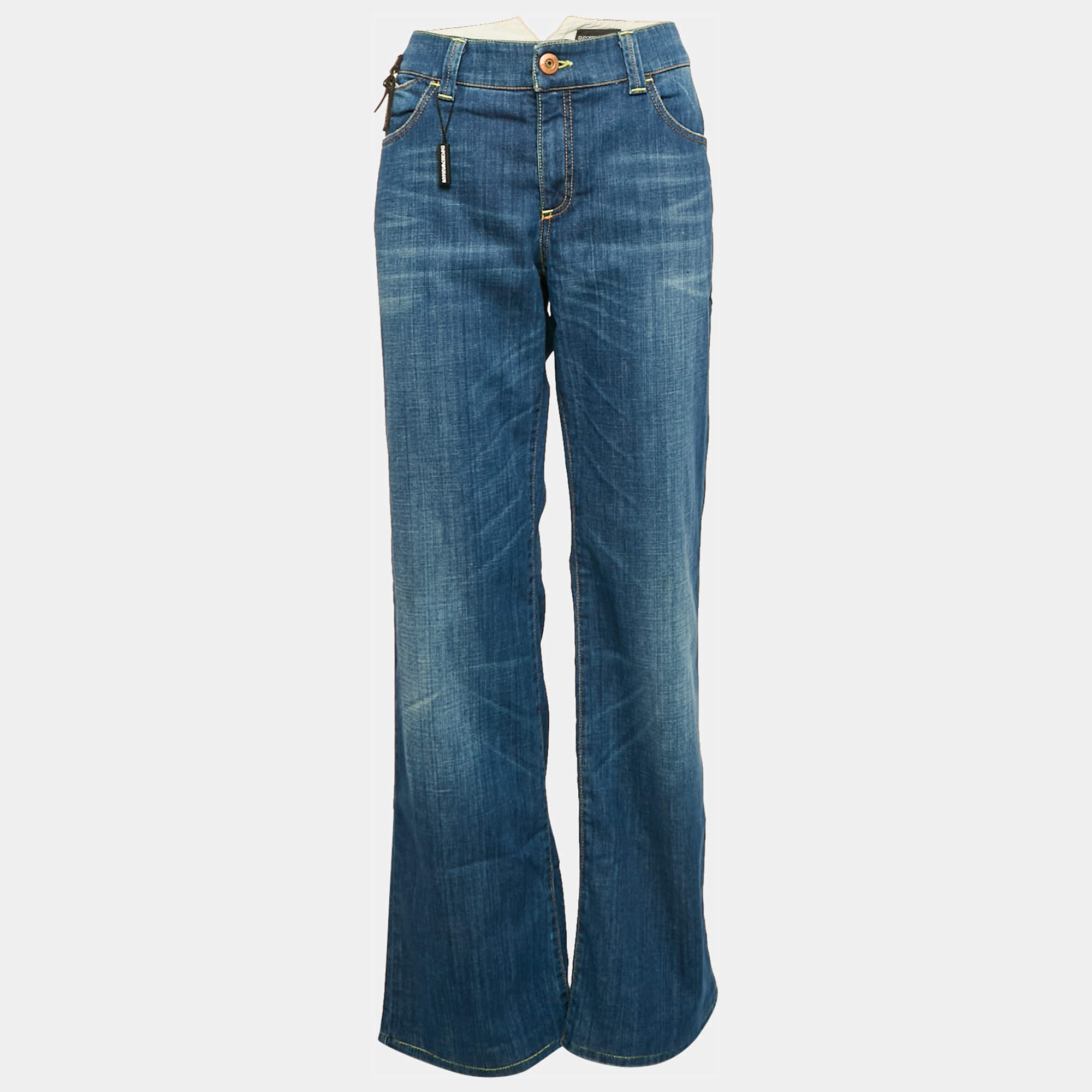 Emporio Armani Blue Washed Denim Flared Denim L Waist 36"
