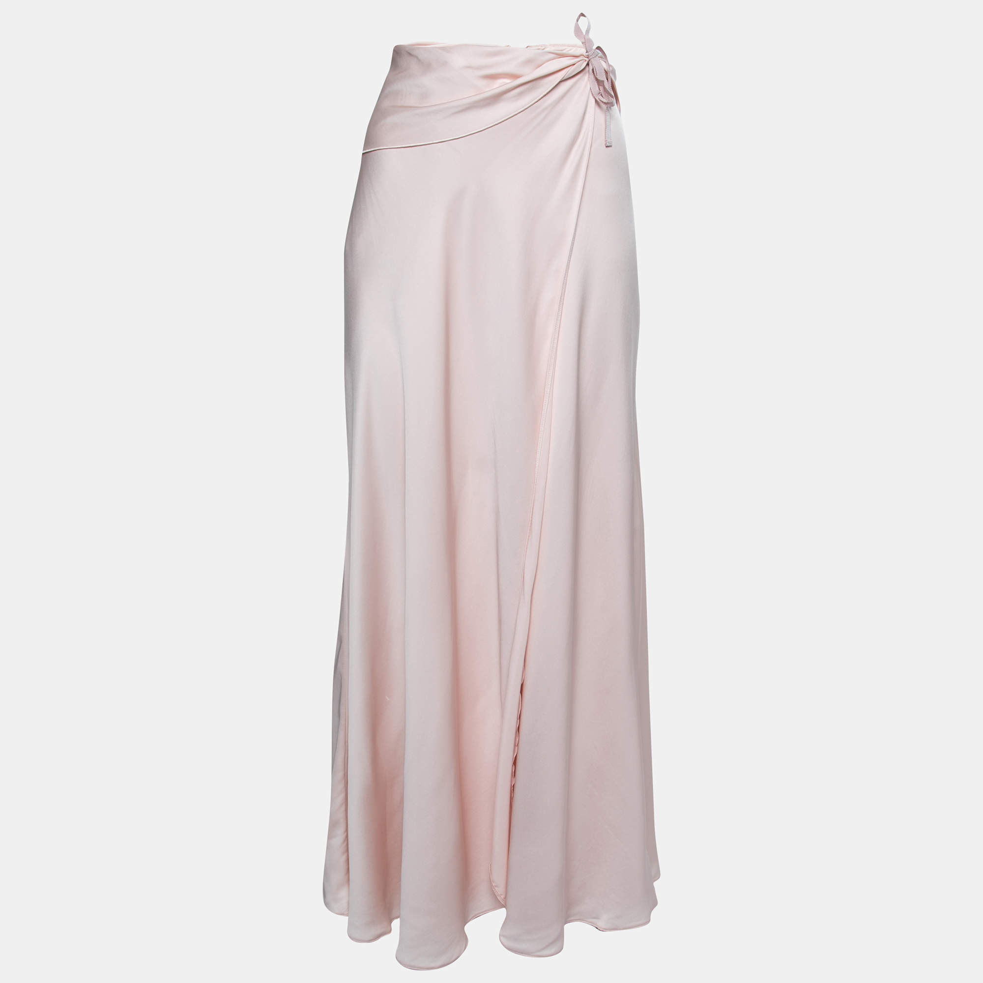 Pre Owned Emporio Armani Blush Pink Satin Wrap Skirt M