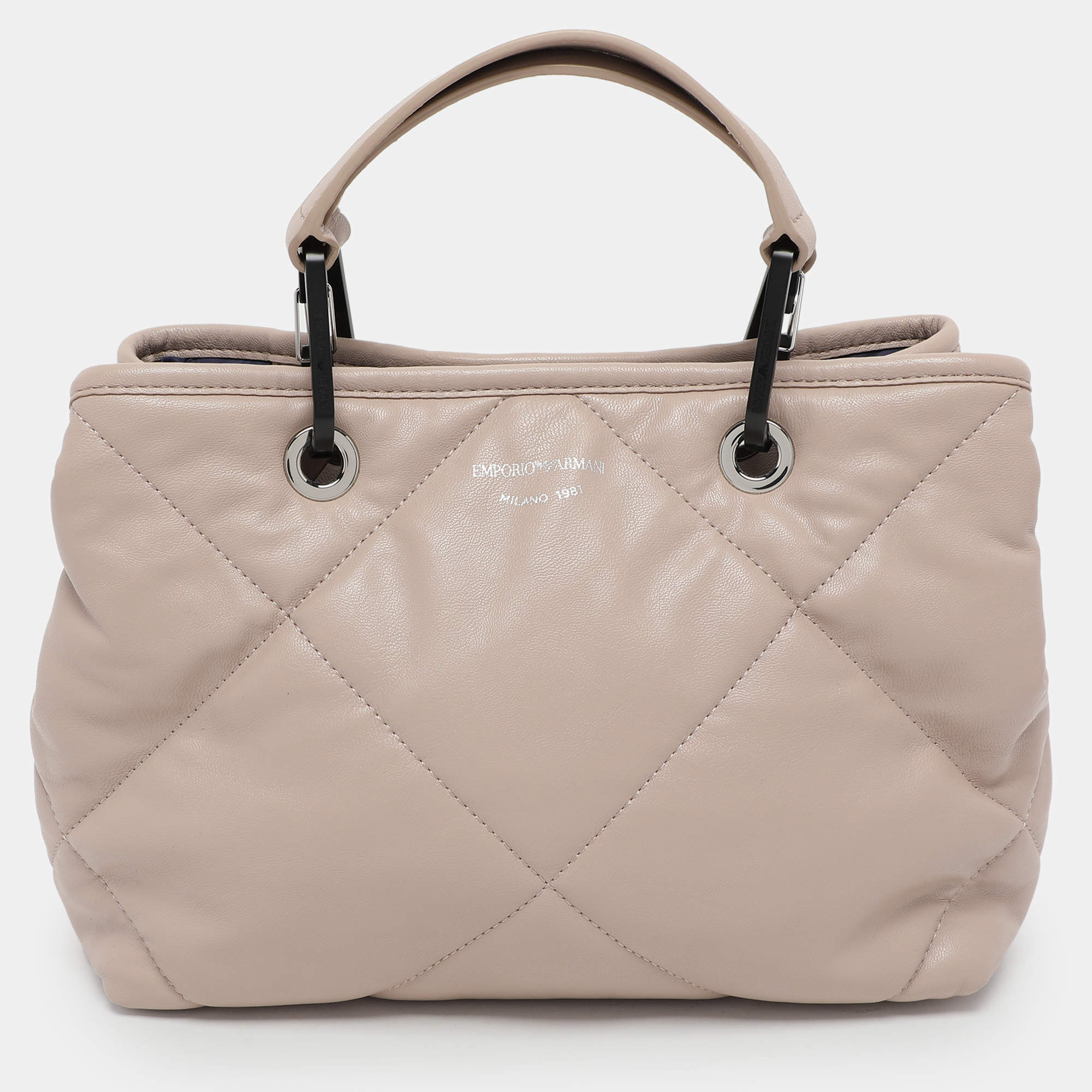 Pre Owned Emporio Armani Beige Quilted Leather MyEA Tote