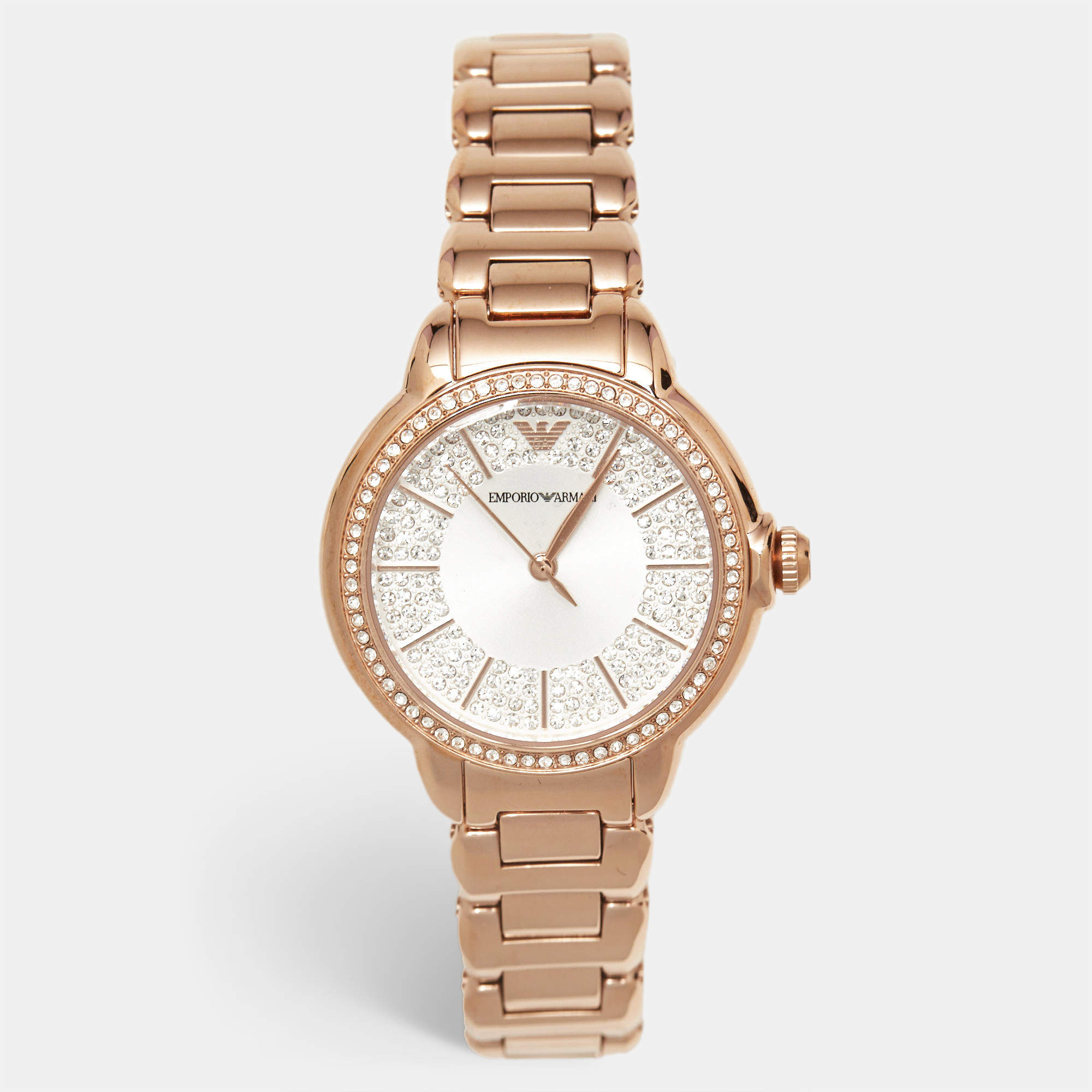 Emporio Armani Silver Rose Gold Plated Stainless Steel Starry Night AR11633 Women's Wristwatch 32 mm