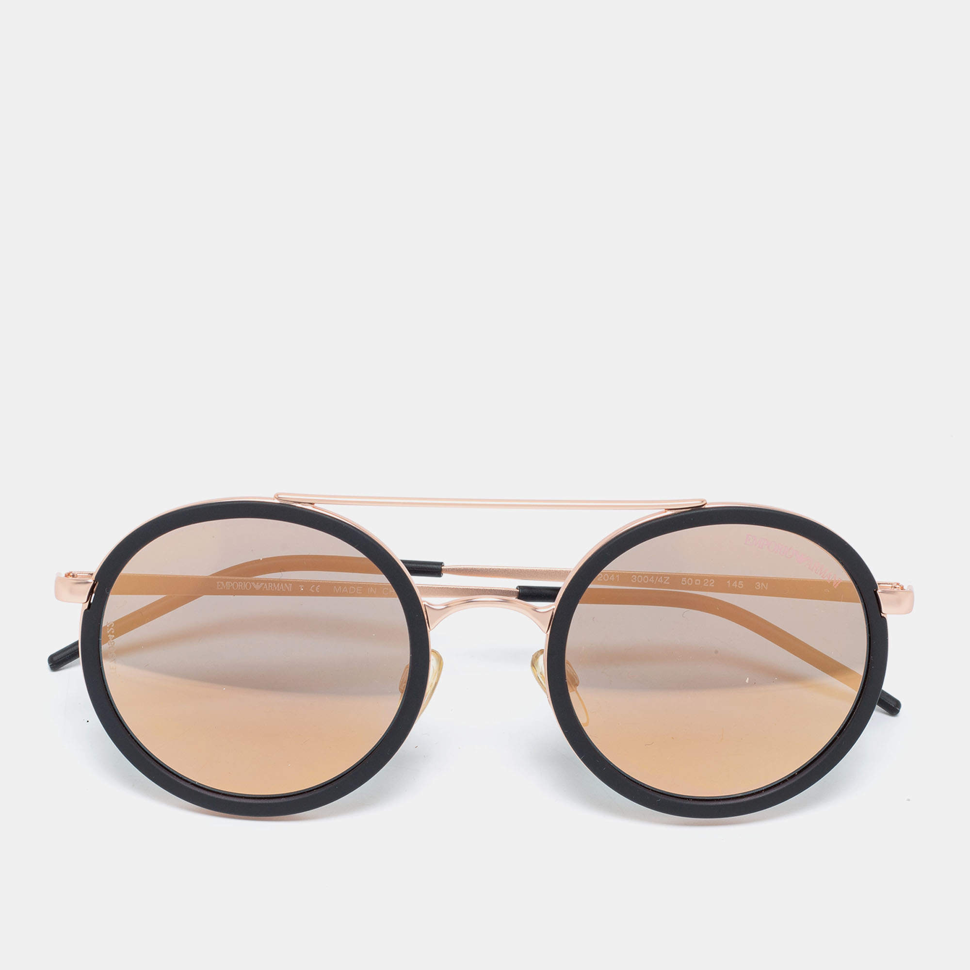 Pre Owned Emporio Armani Black EA 2041 Round Sunglasses