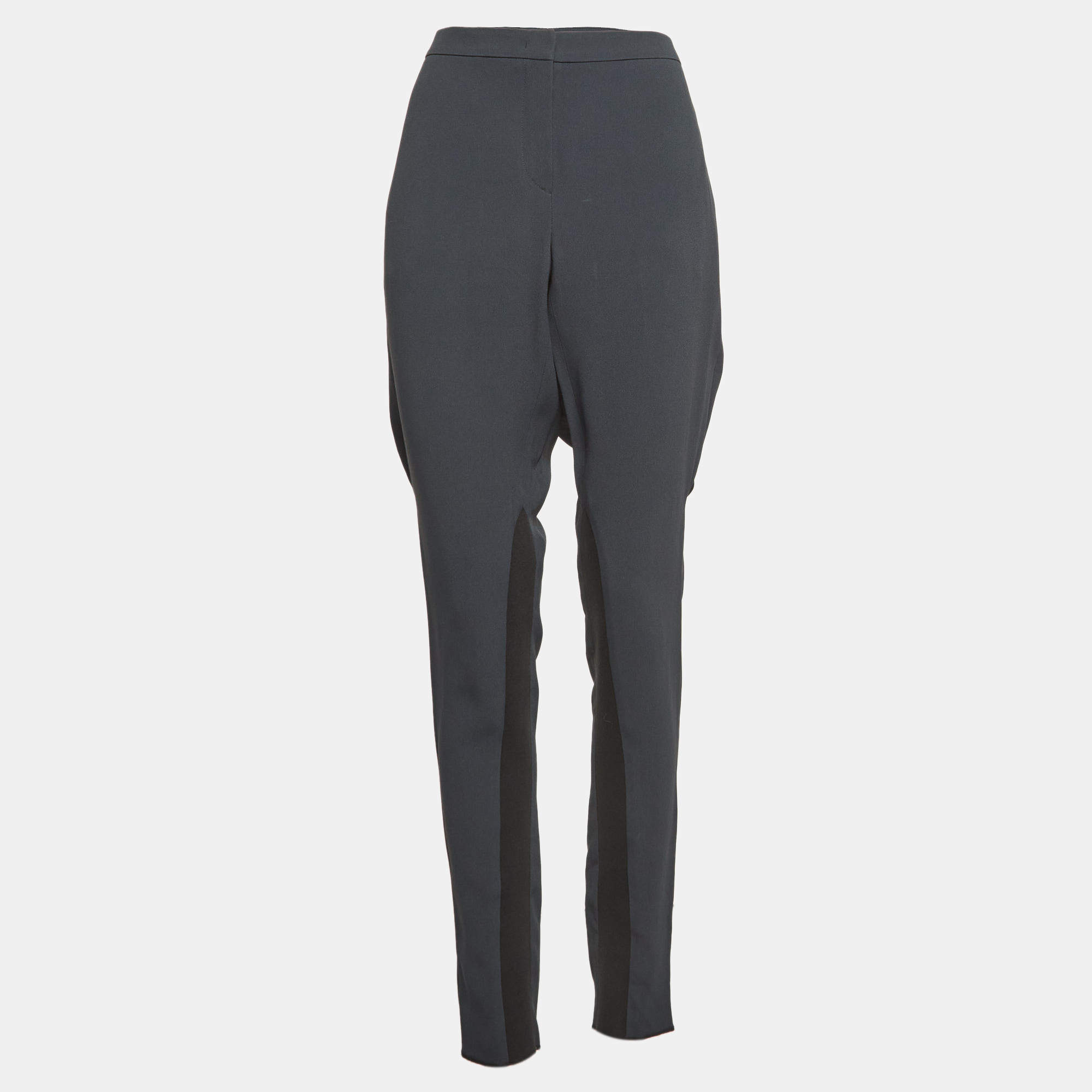 Emporio Armani Grey Crepe Paneled Pants L 