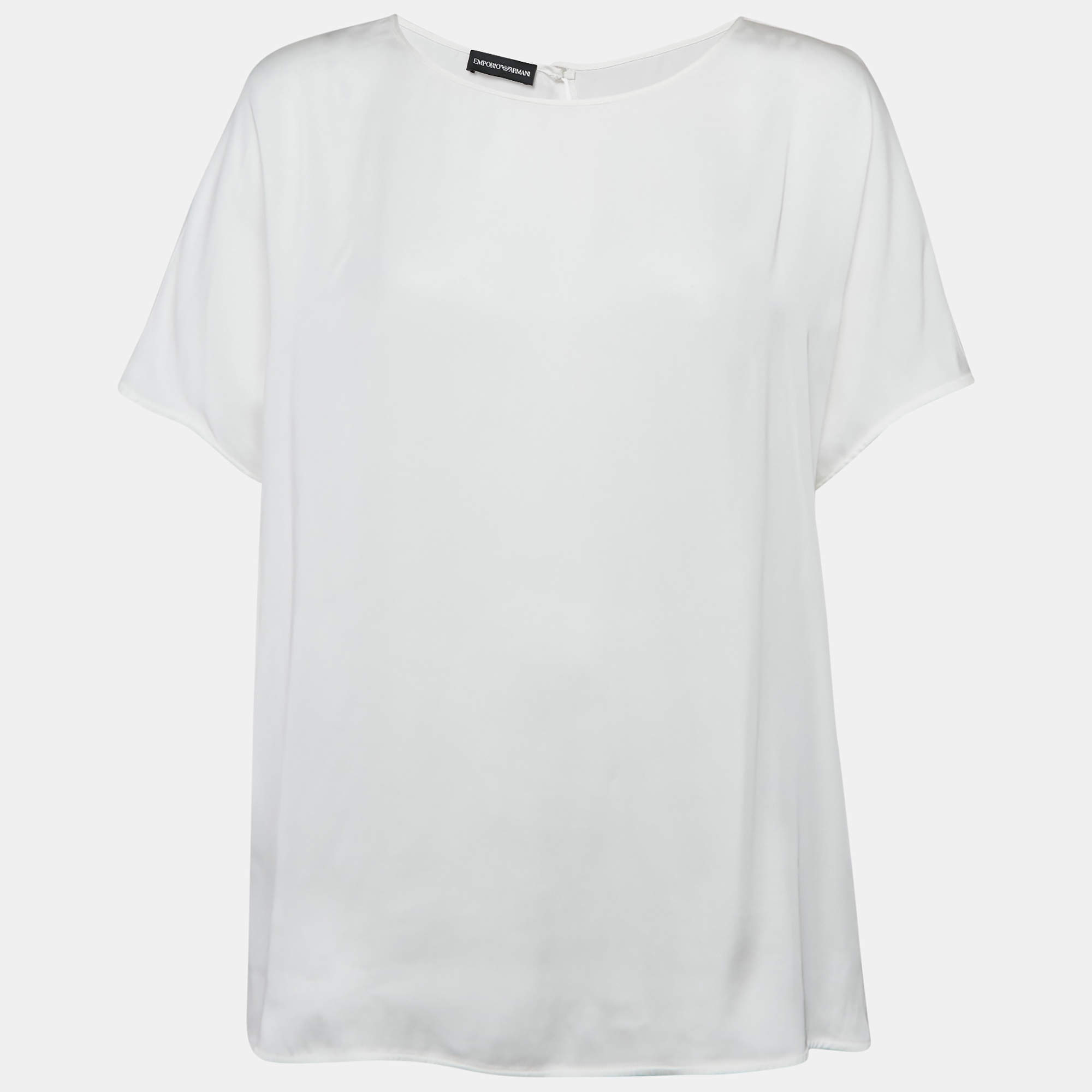 Pre Owned Emporio Armani White Crepe Top XXL