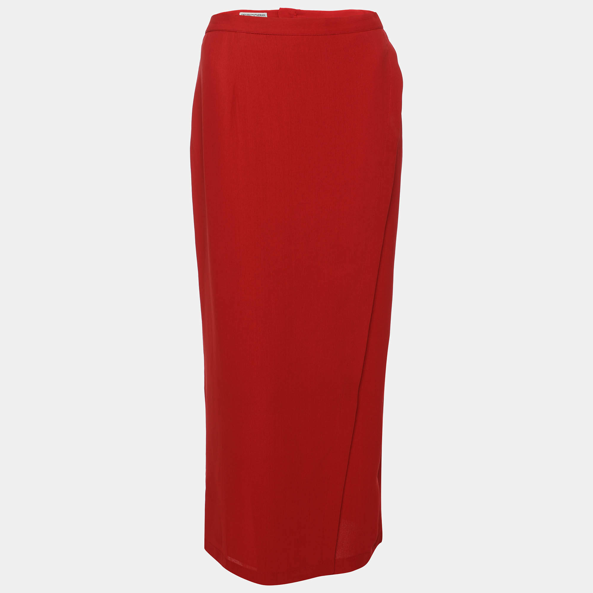 Emporio Armani Red Viscose Maxi Skirt M