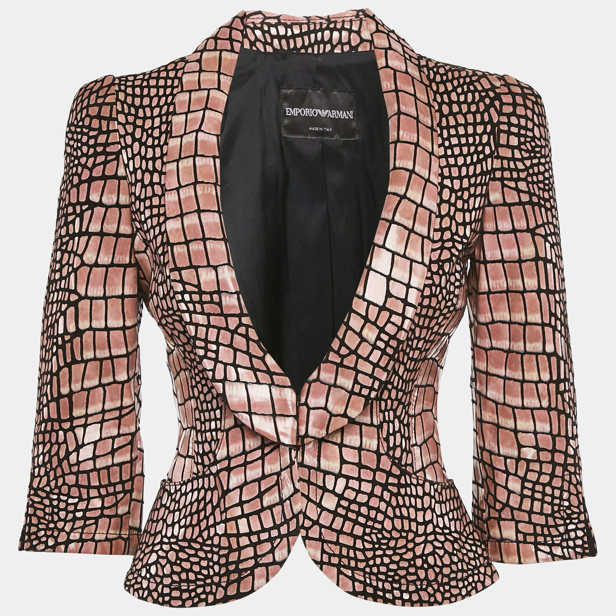 Emporio Armani Pink/Black Python Pattern Leather Jacket S