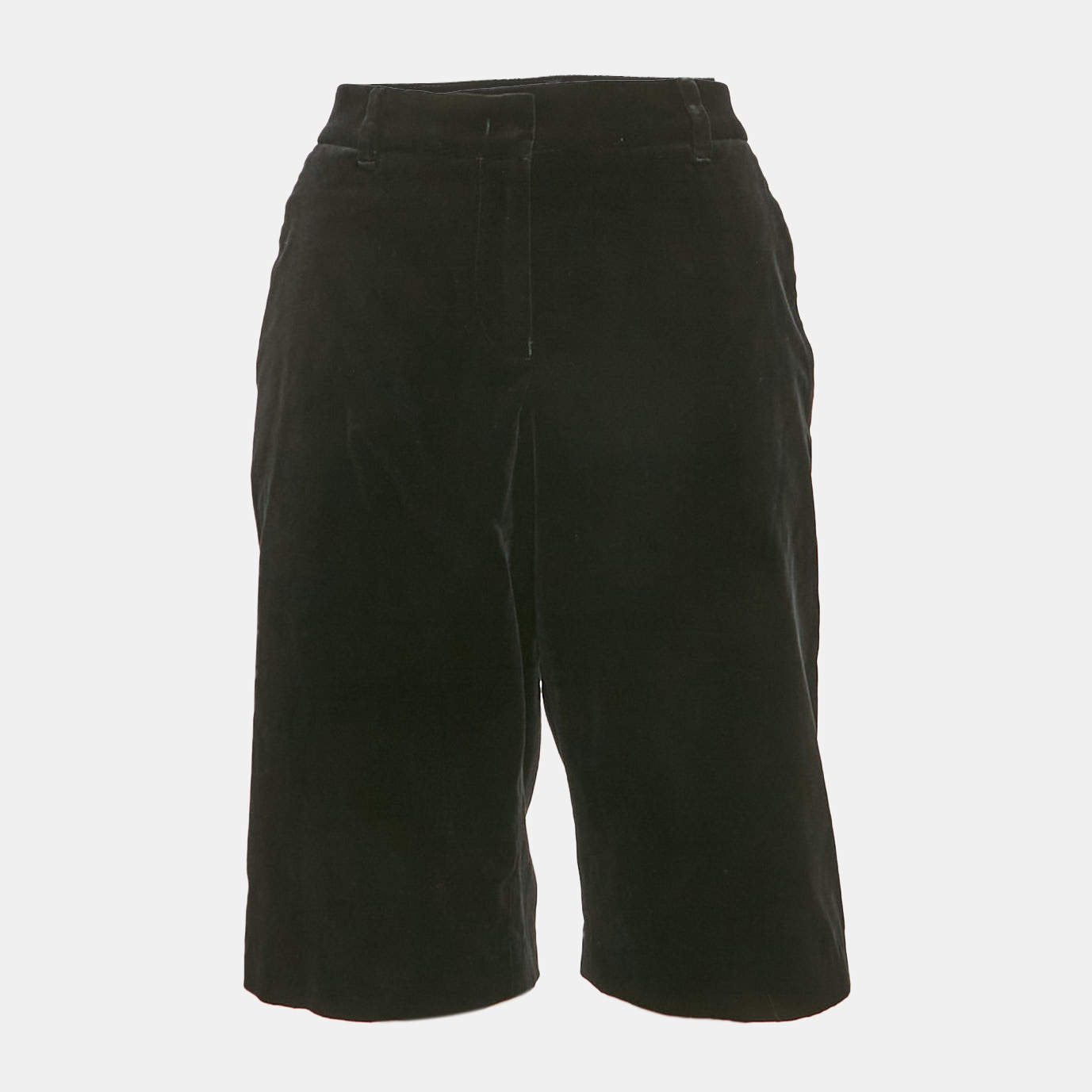 Pre Owned Emporio Armani Black Velvet Shorts L