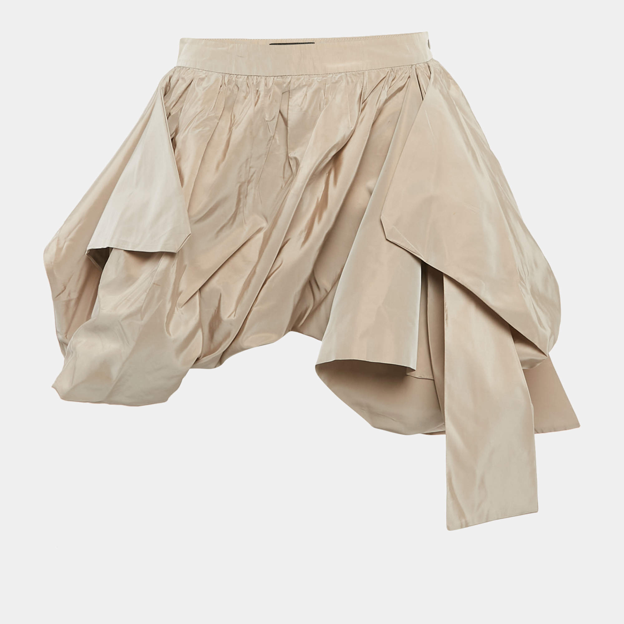 Pre Owned Emporio Armani Beige Synthetic Asymmetric Skirt M