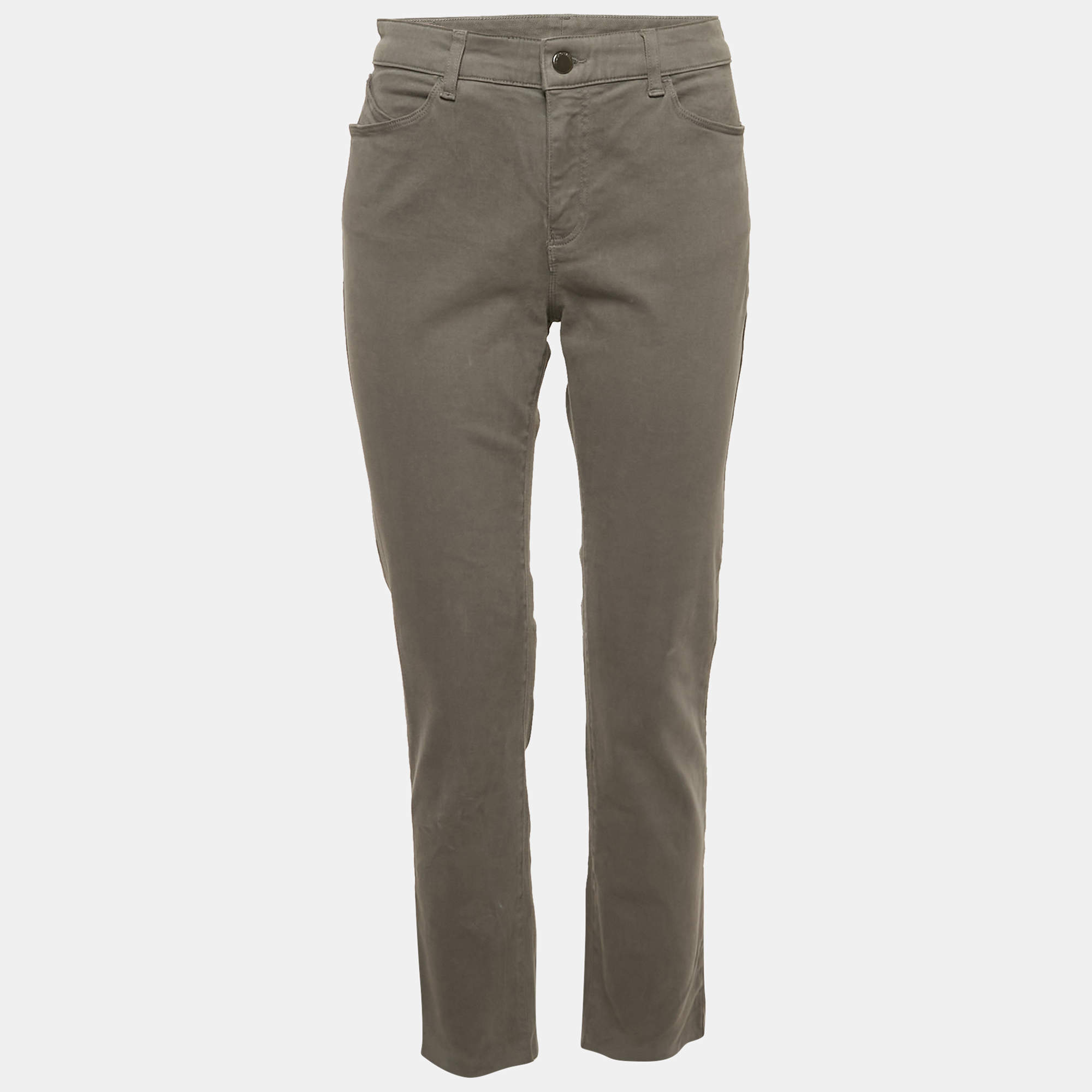 Pre Owned Emporio Armani Grey Cotton Drill Skinny Jeans L Waist 31"
