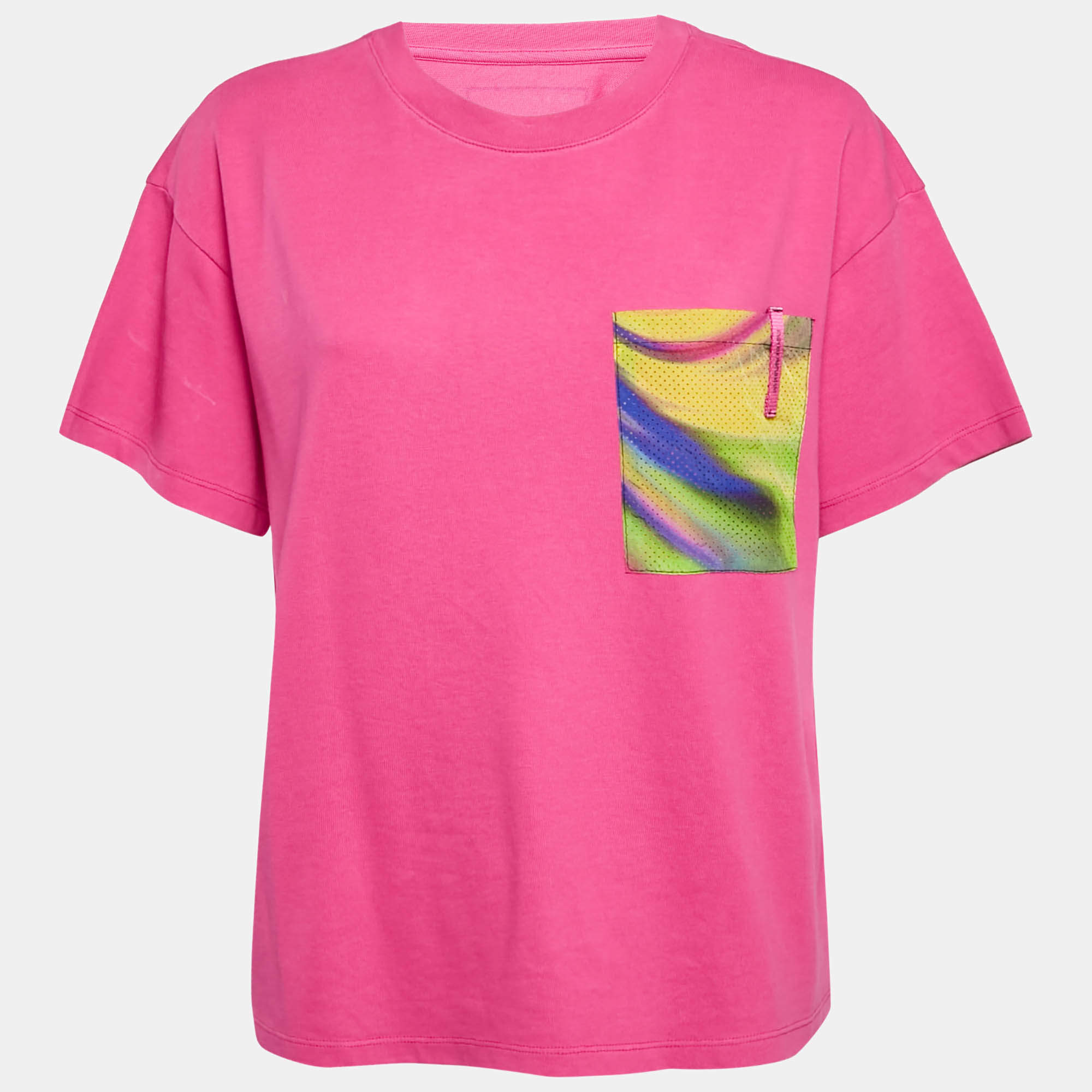 Emporio Armani Pink Mesh Pocket Detail Cotton T-Shirt M