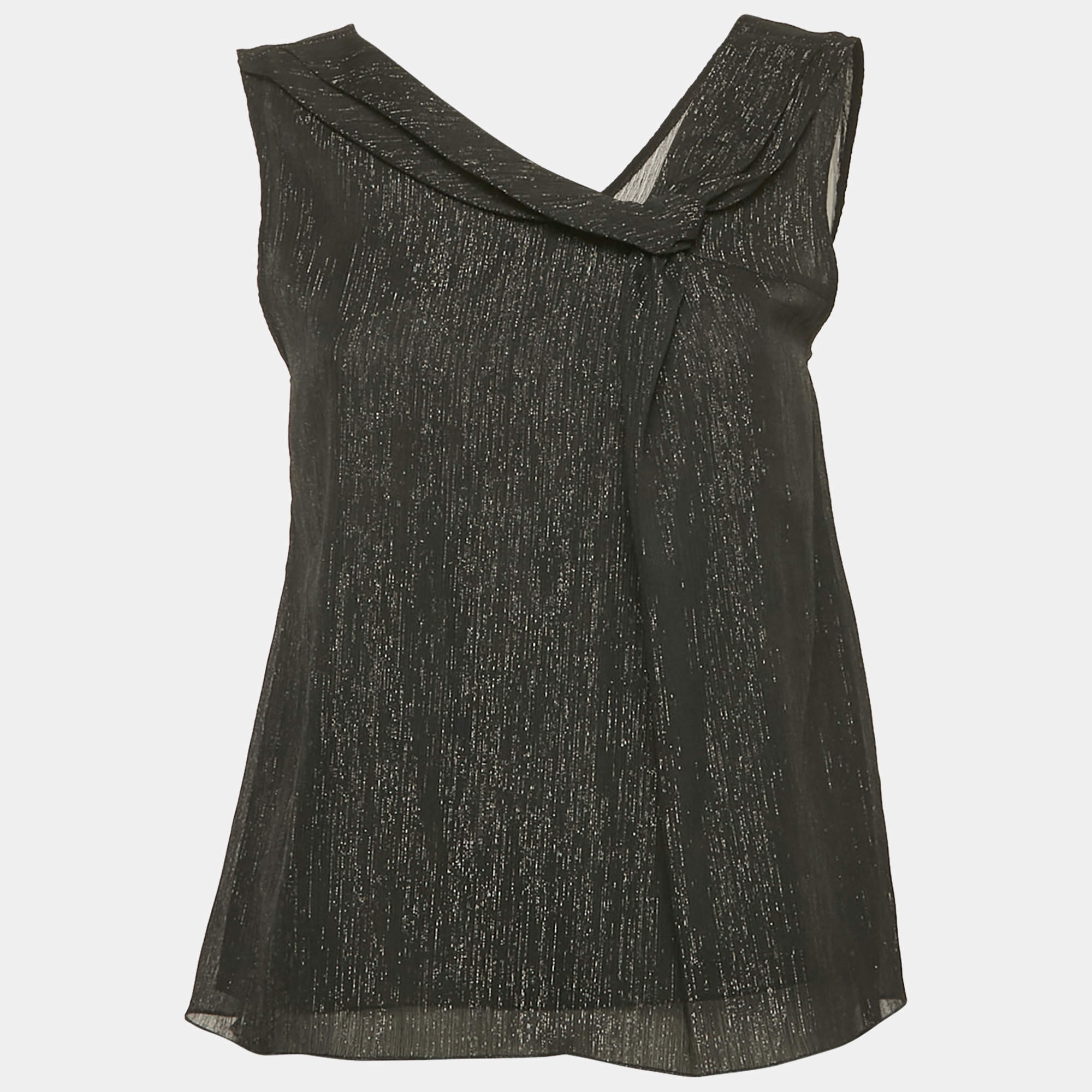 Emporio Armani Black Lurex Tank Top M