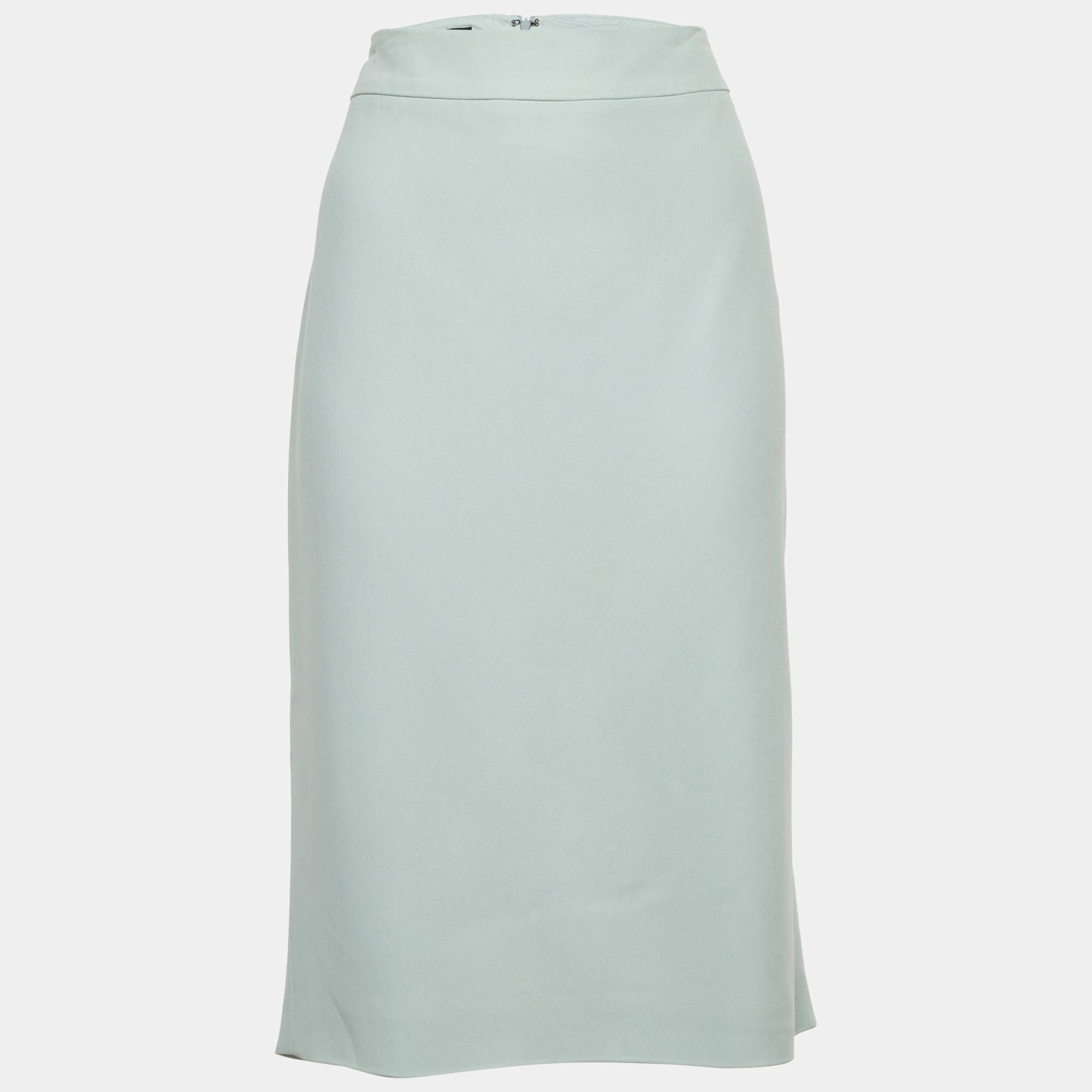 Pre Owned Emporio Armani Pale Blue Crepe Pencil Skirt L