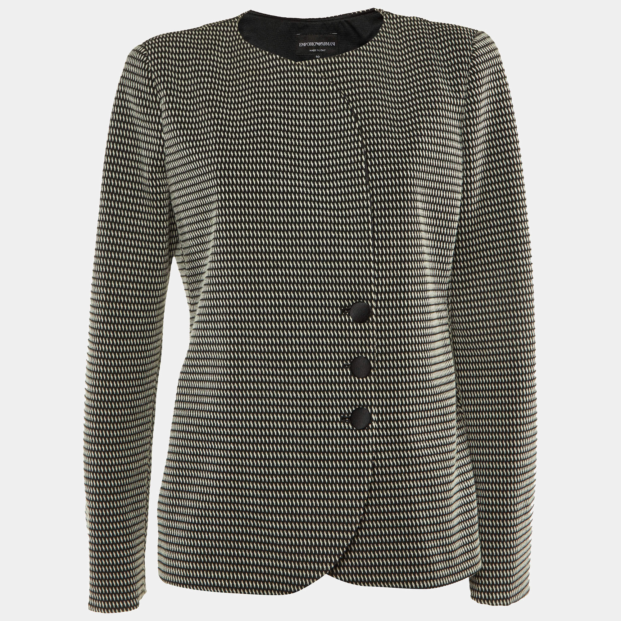 Emporio Armani Black Knit Double Breasted Jacket XL