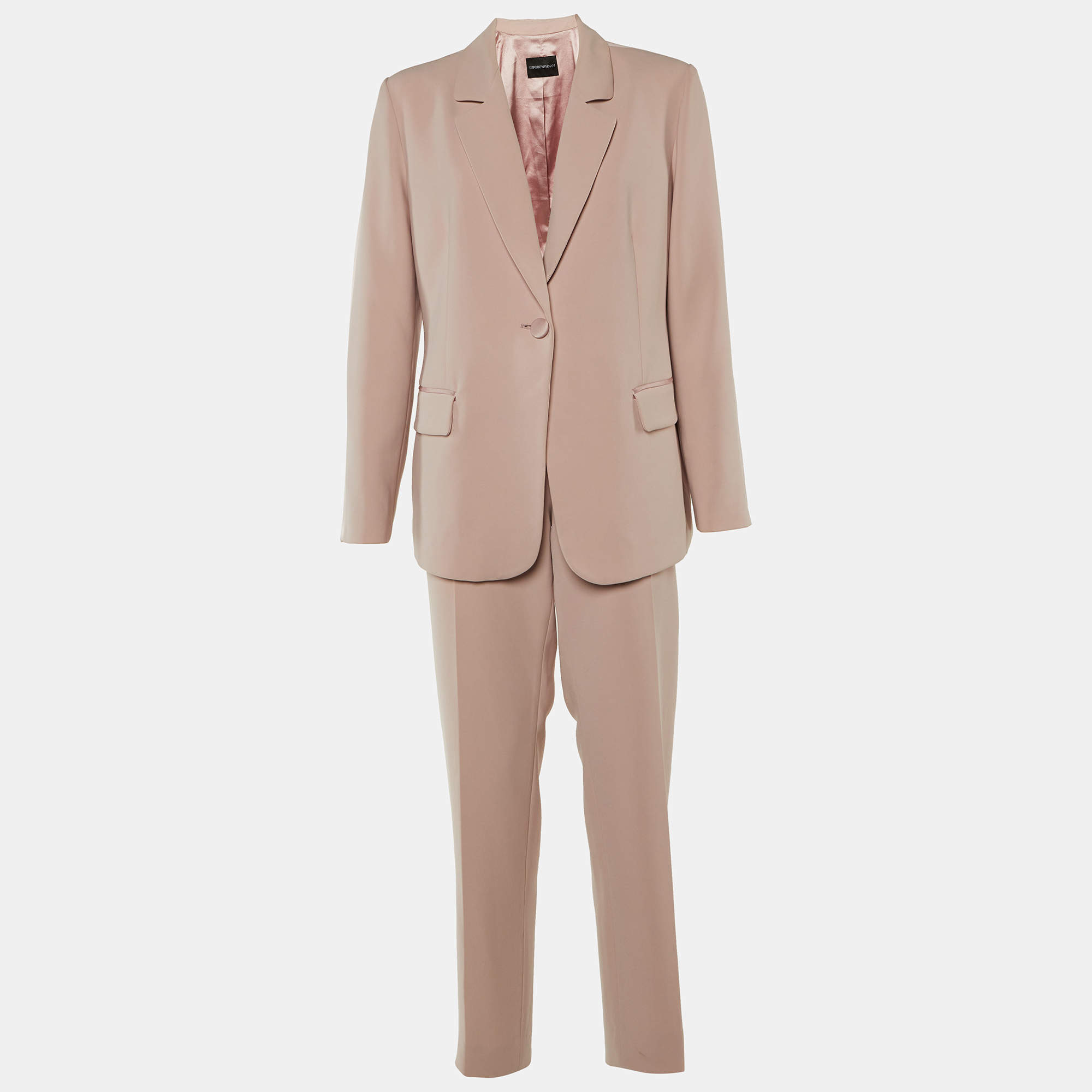 Pre Owned Emporio Armani Pink Crepe Pant Suit L