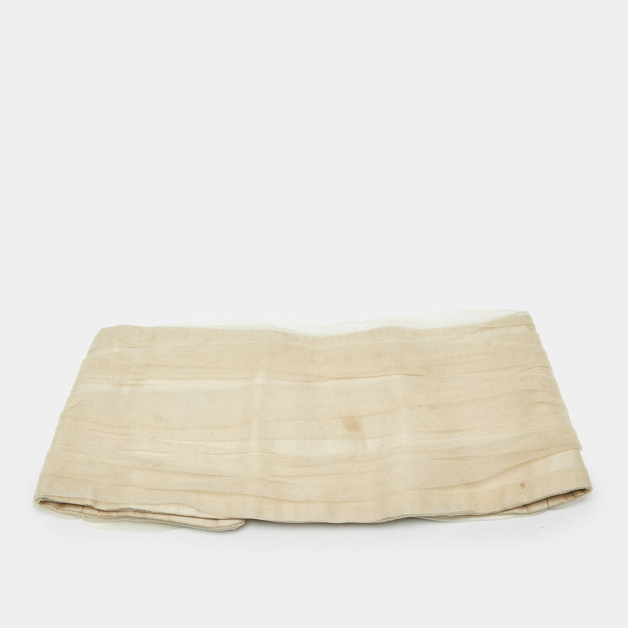 Pre Owned Emporio Armani Beige Tulle Pleated Bandeau Top S