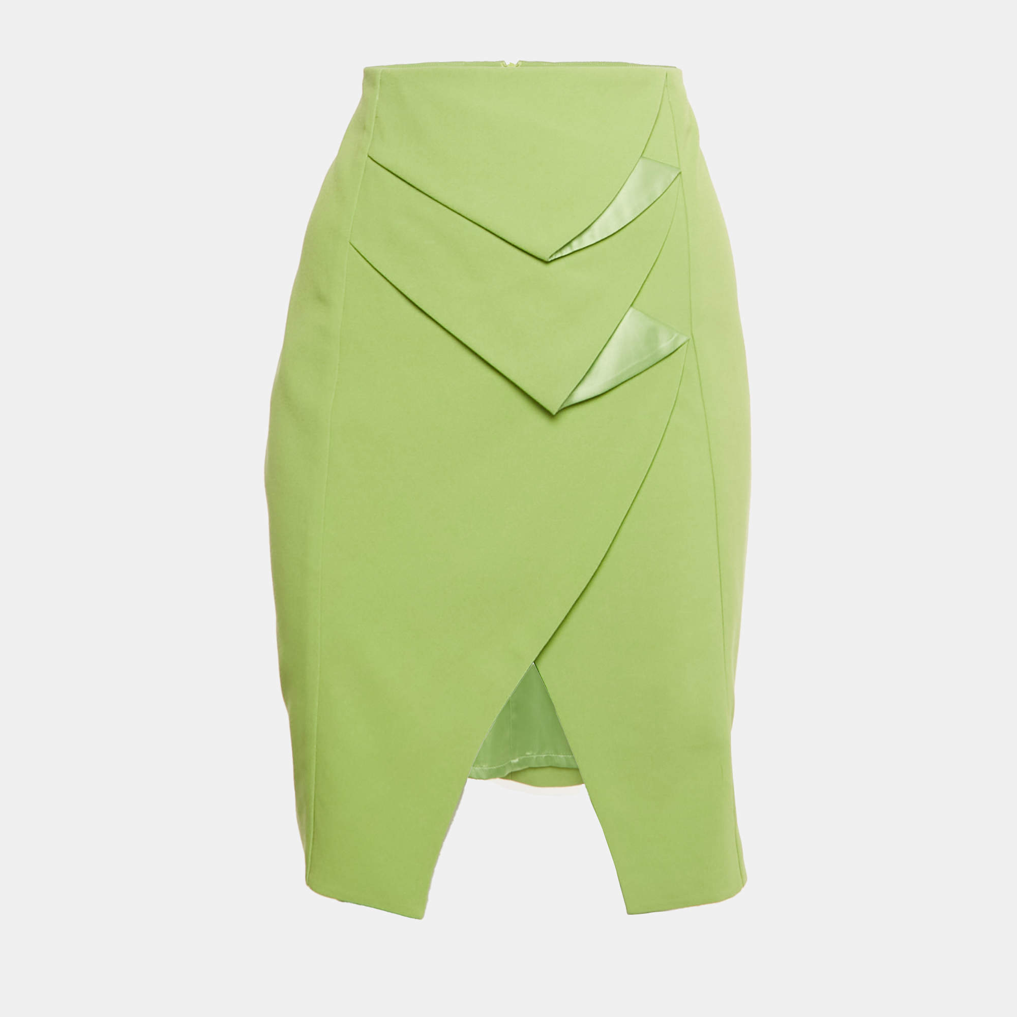 Pre Owned Emporio Armani Green Crepe Pencil Skirt M
