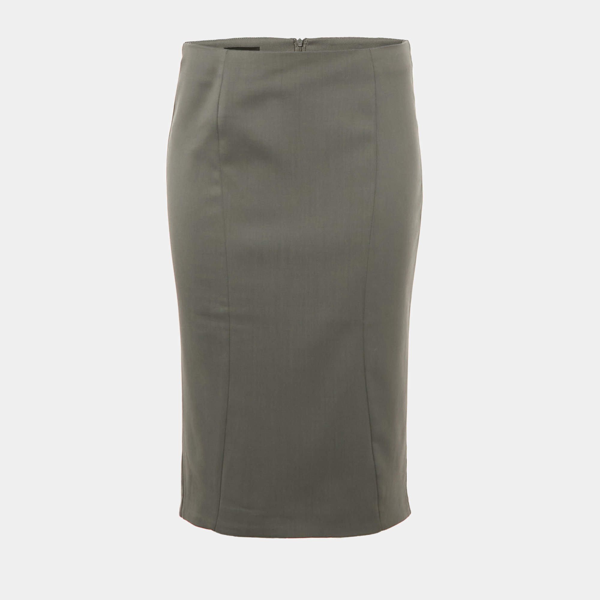 Pre Owned Emporio Armani Green Wool Pencil Skirt M