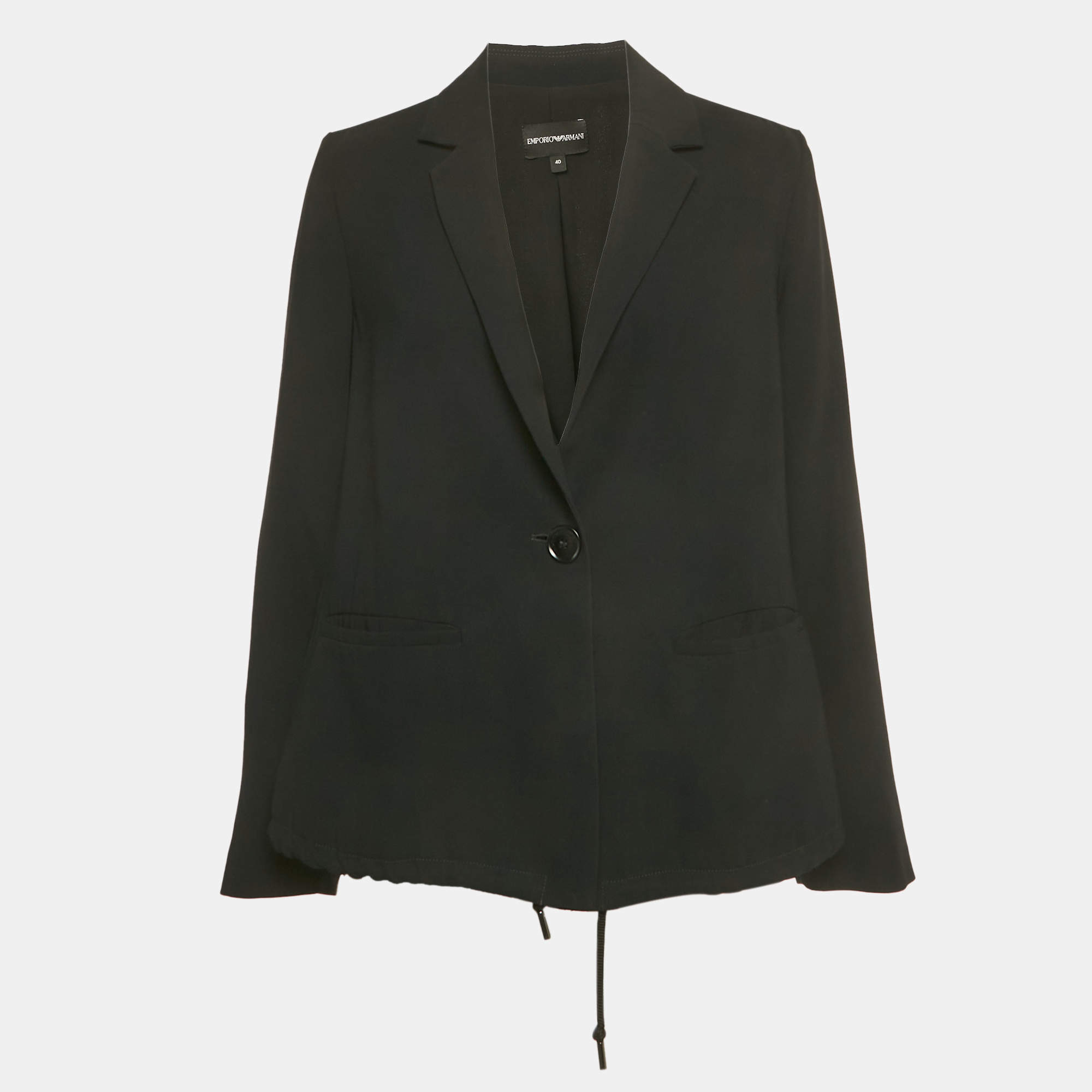 مملوكة مسبقًا بليزر إمبوريو أرماني كريب مطاطي خصر أسود مقاس صغير (سمول)