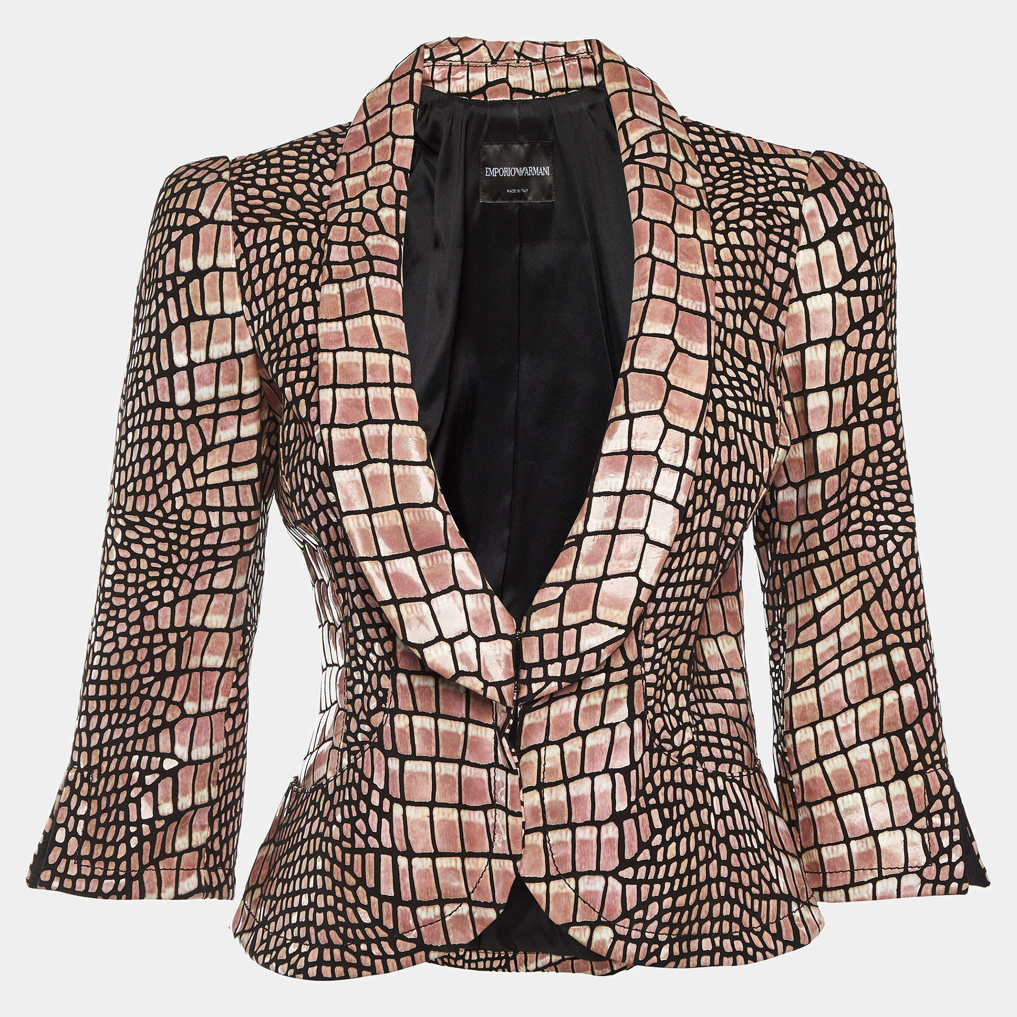 مملوكة مسبقًا Emporio Armani Pink Snake Embossed Leather Jacket M