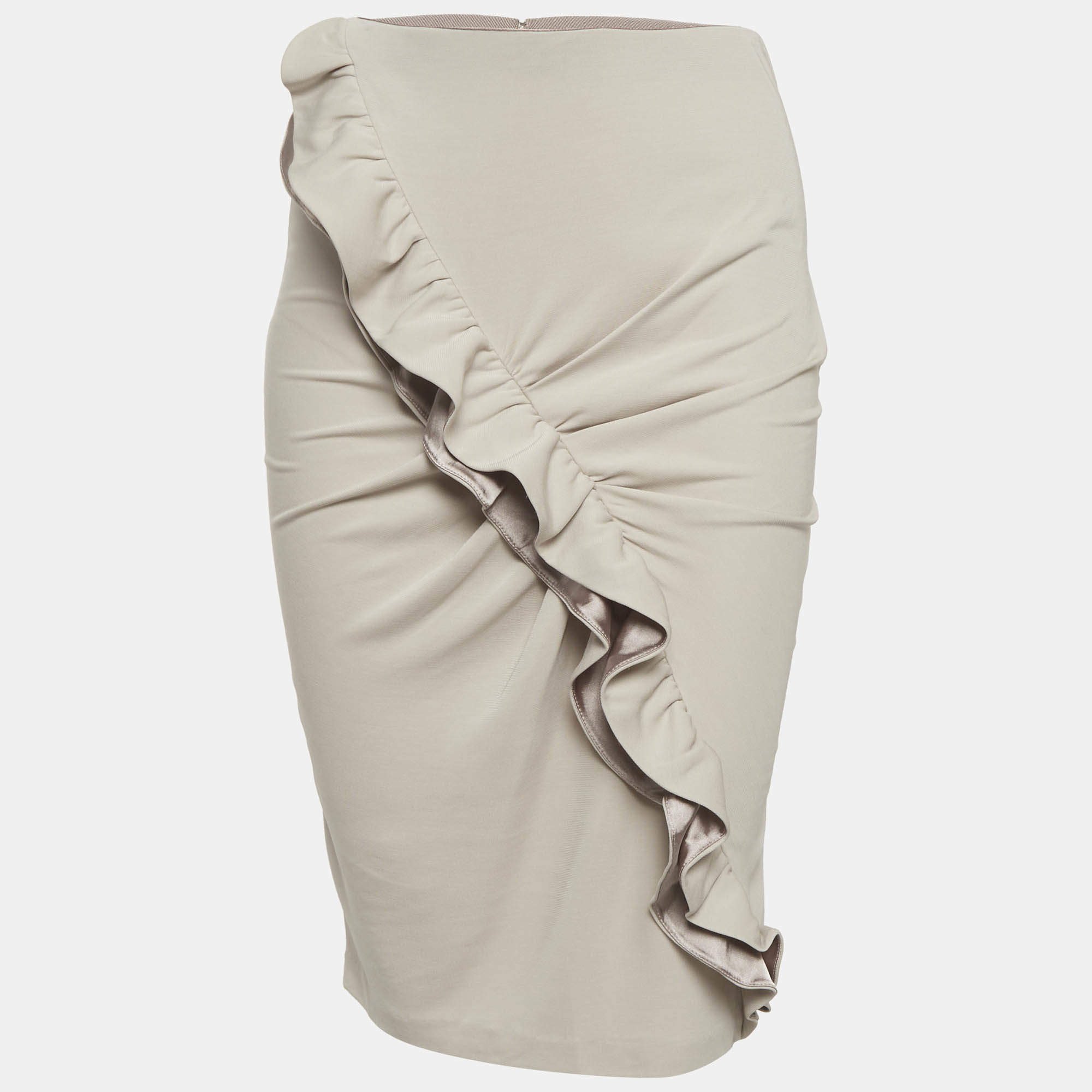 Pre Owned تنورة قلم أمبوريو أرماني بيج جيرسي بكشكشة وسط