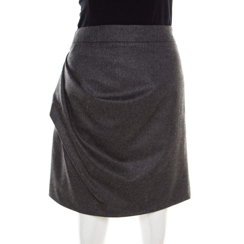 Emporio Armani Grey Knit Draped Mini Skirt M