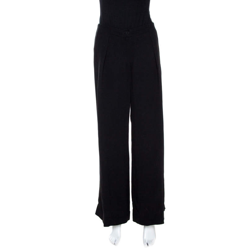 Pre Owned Emporio Armani Black Crepe Palazzo Pants S