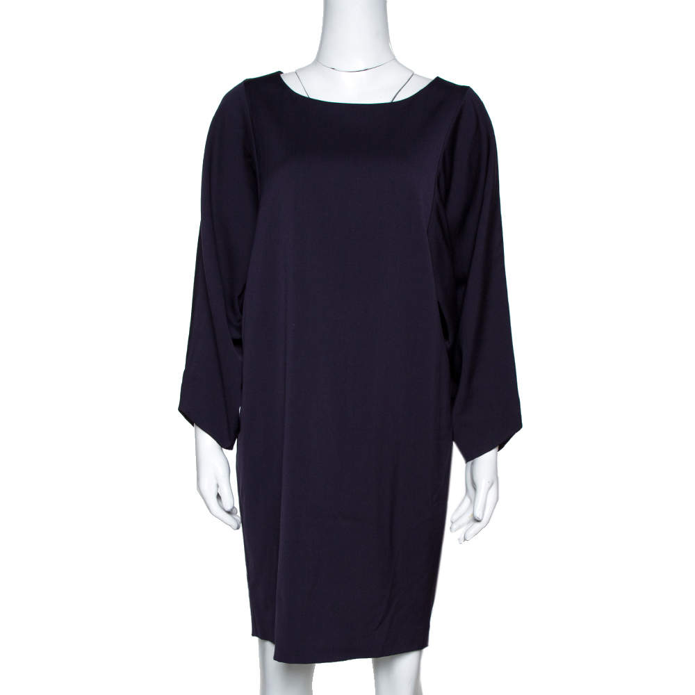 Pre Owned Emporio Armani Dark Purple Wool Blend Tunic Dress M