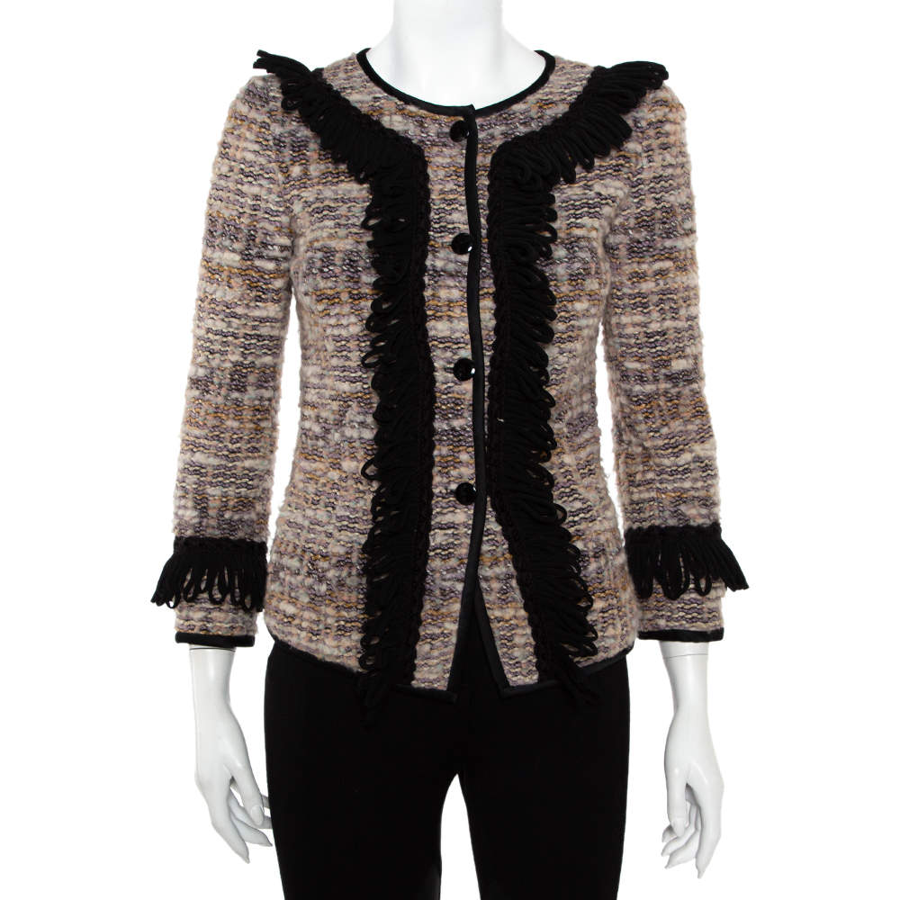Emporio Armani Multicolor Tweed Button Front Jacket S