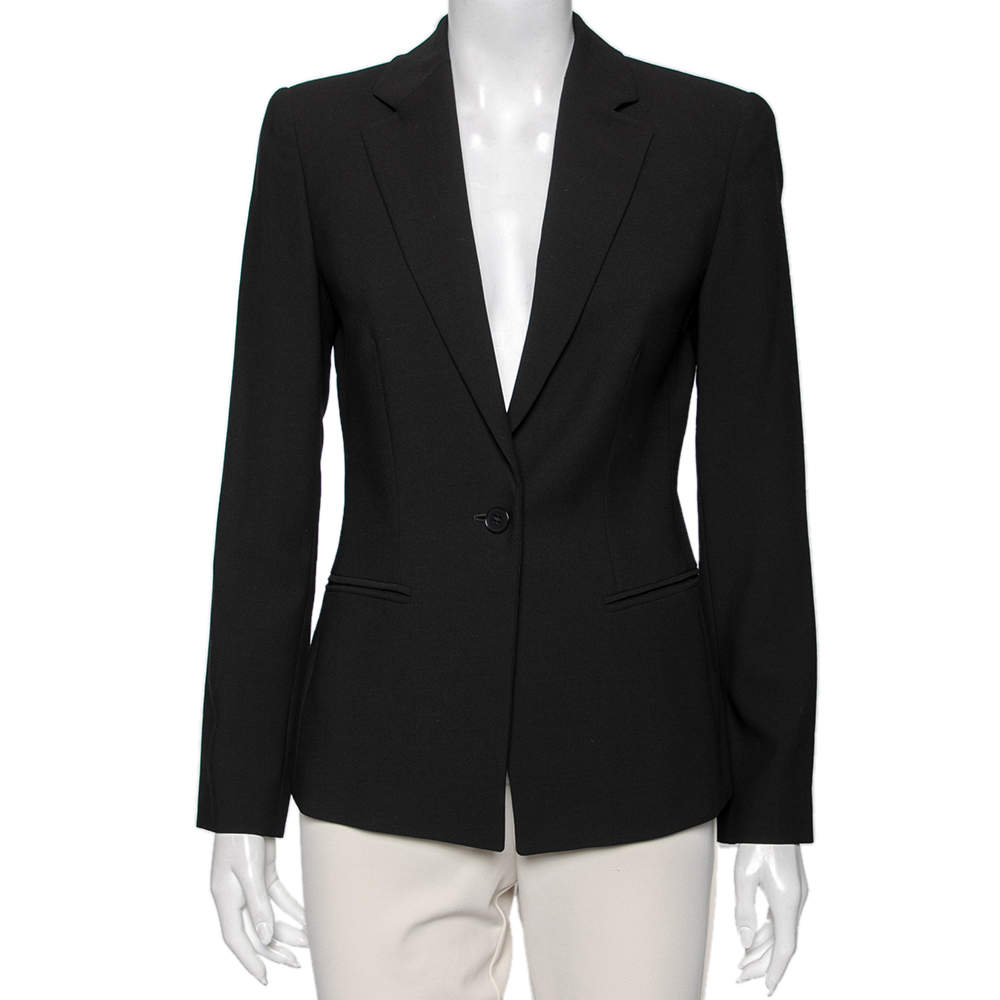 Pre Owned Emporio Armani Black Wool Single Breasted Blazer S