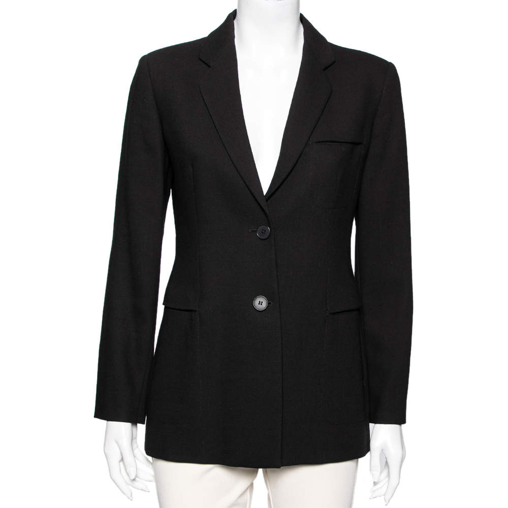 Pre Owned Emporio Armani Black Wool Single Breasted Blazer S