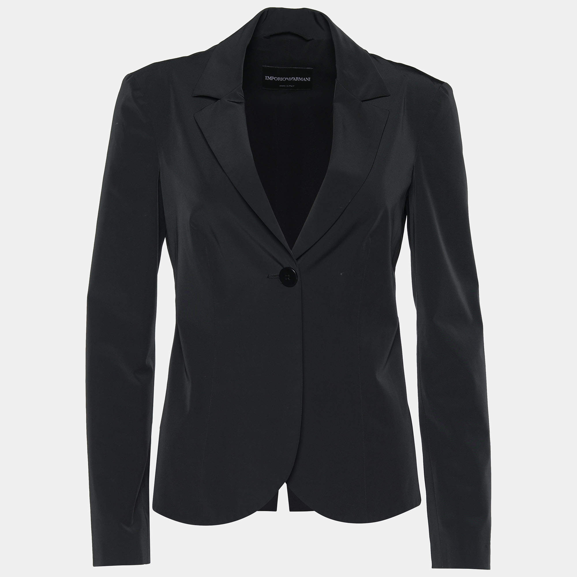 Pre Owned Emporio Armani Black Synthetic Single Breasted Blazer S
