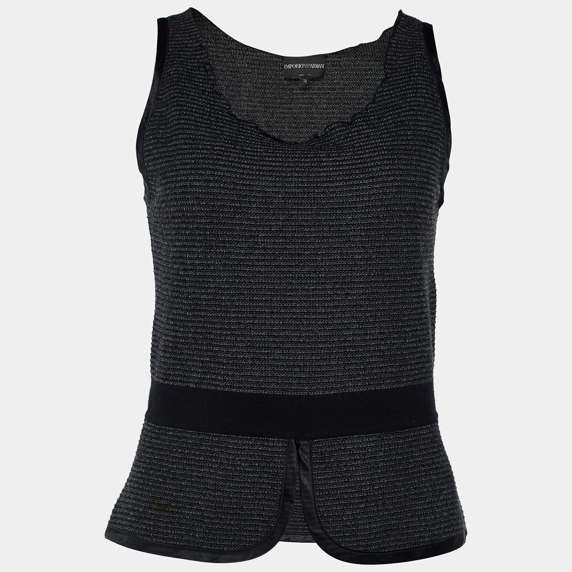 Pre Owned Emporio Armani Black Knit Sleeveless Top S