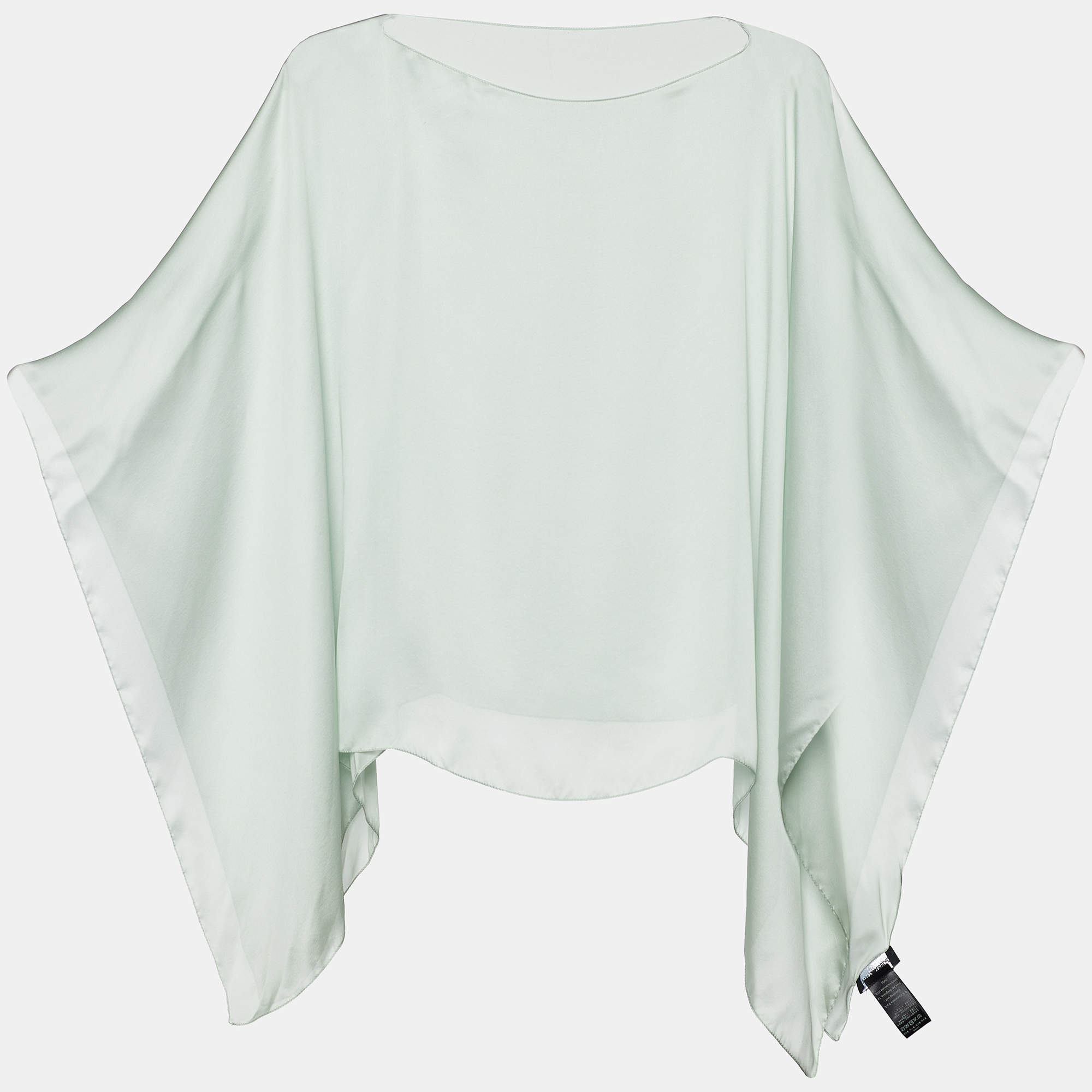 Pre Owned Emporio Armani Pale Green Silk Satin Poncho One Size