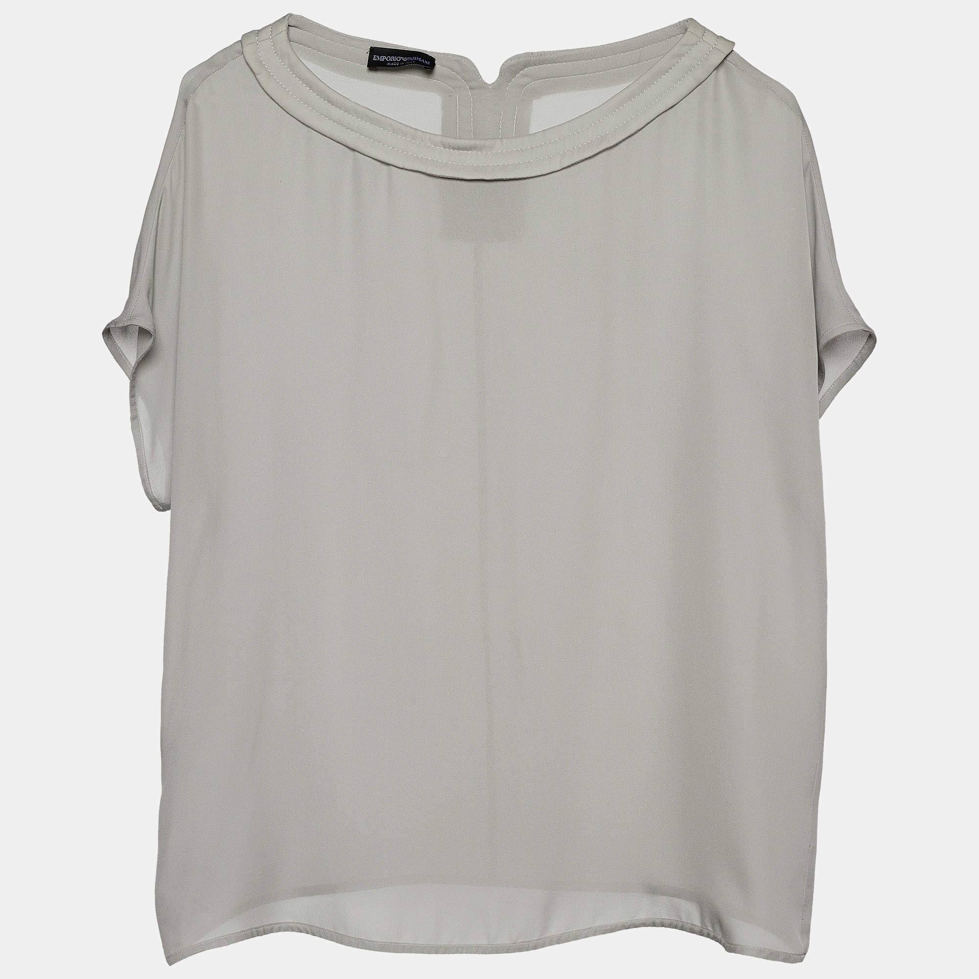 Pre Owned Emporio Armani Grey Silk Top S