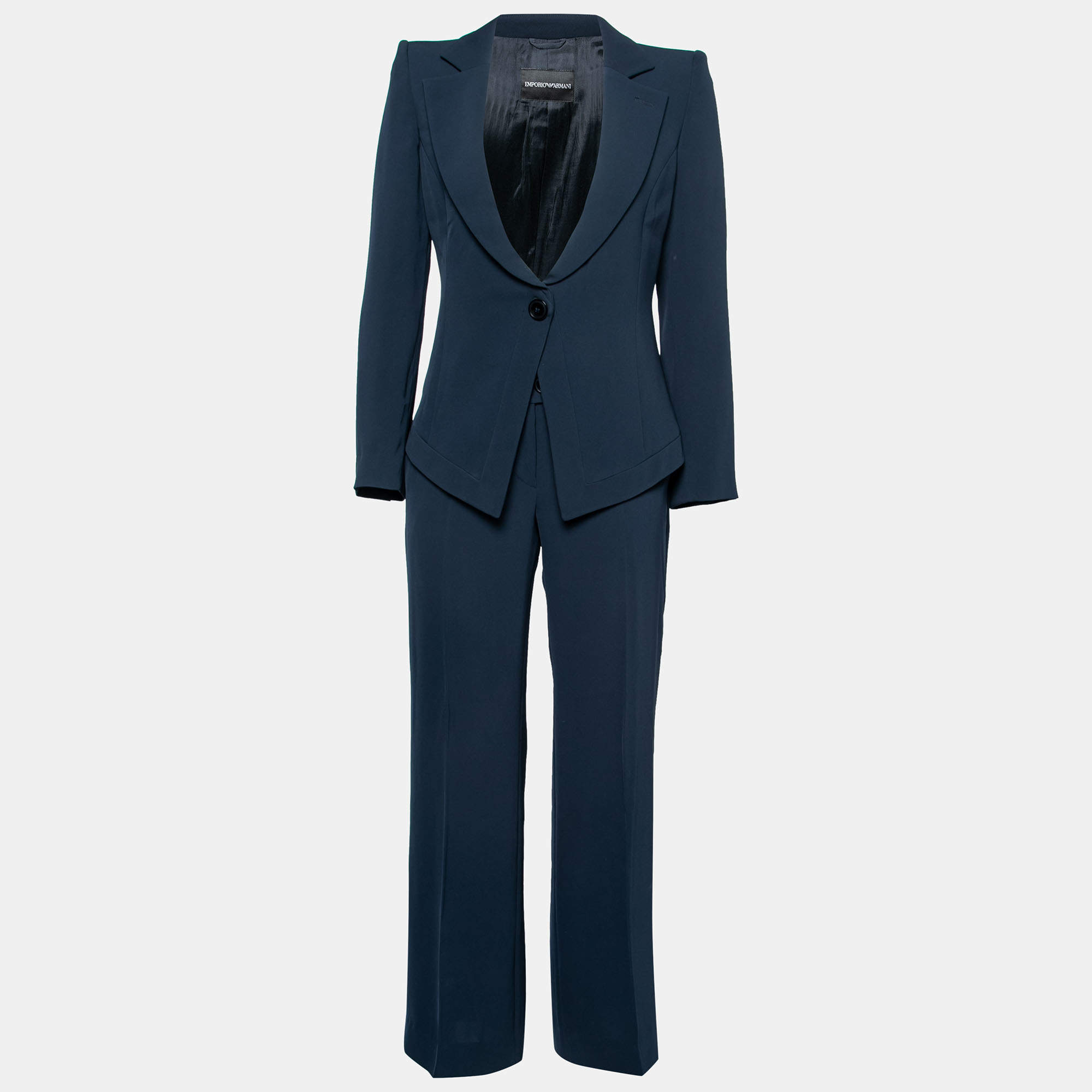 Pre Owned Emporio Armani Navy Blue Crepe Pant Suit M