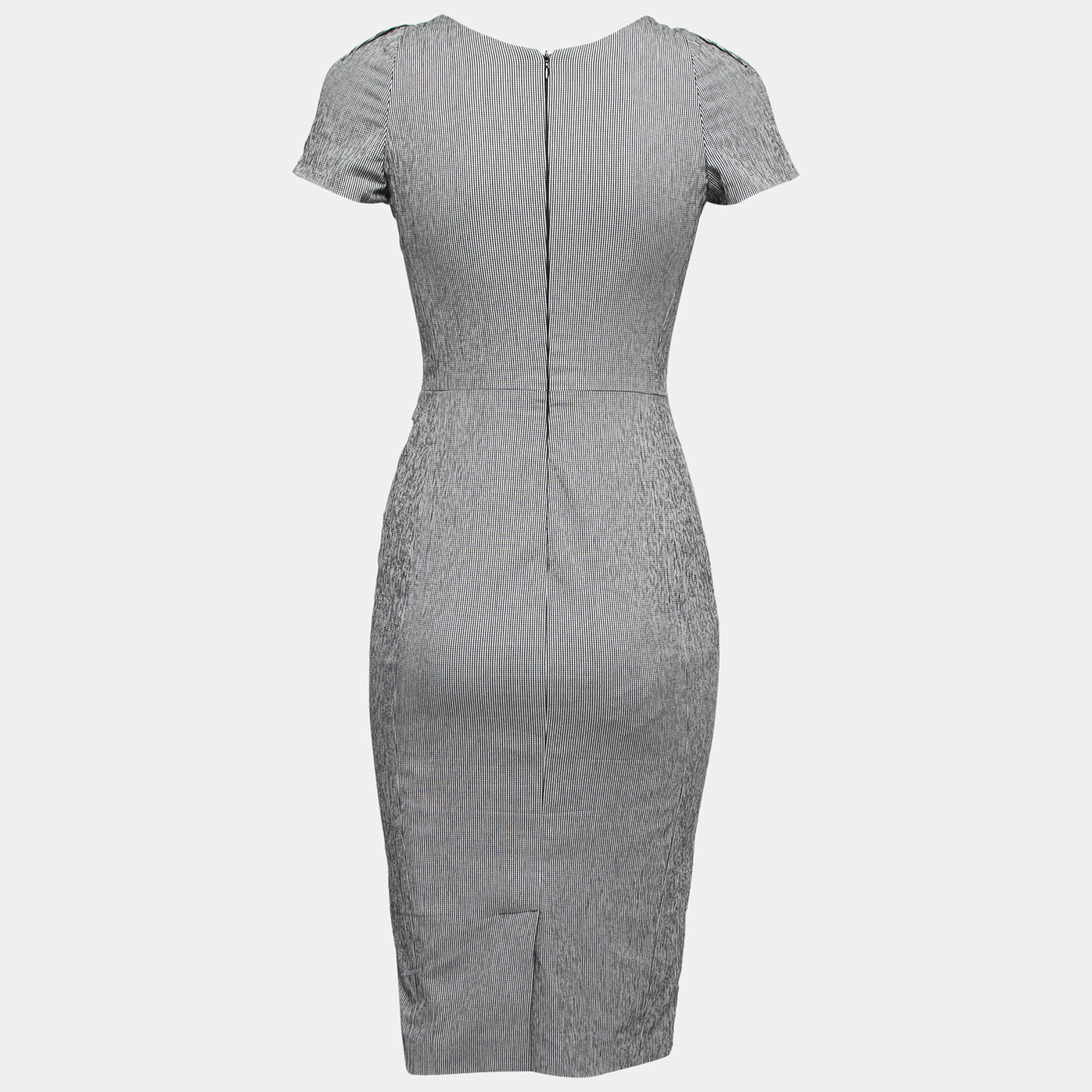 Emporio Armani Black & White Patterned Cotton Sheath Dress S Emporio Armani  | TLC