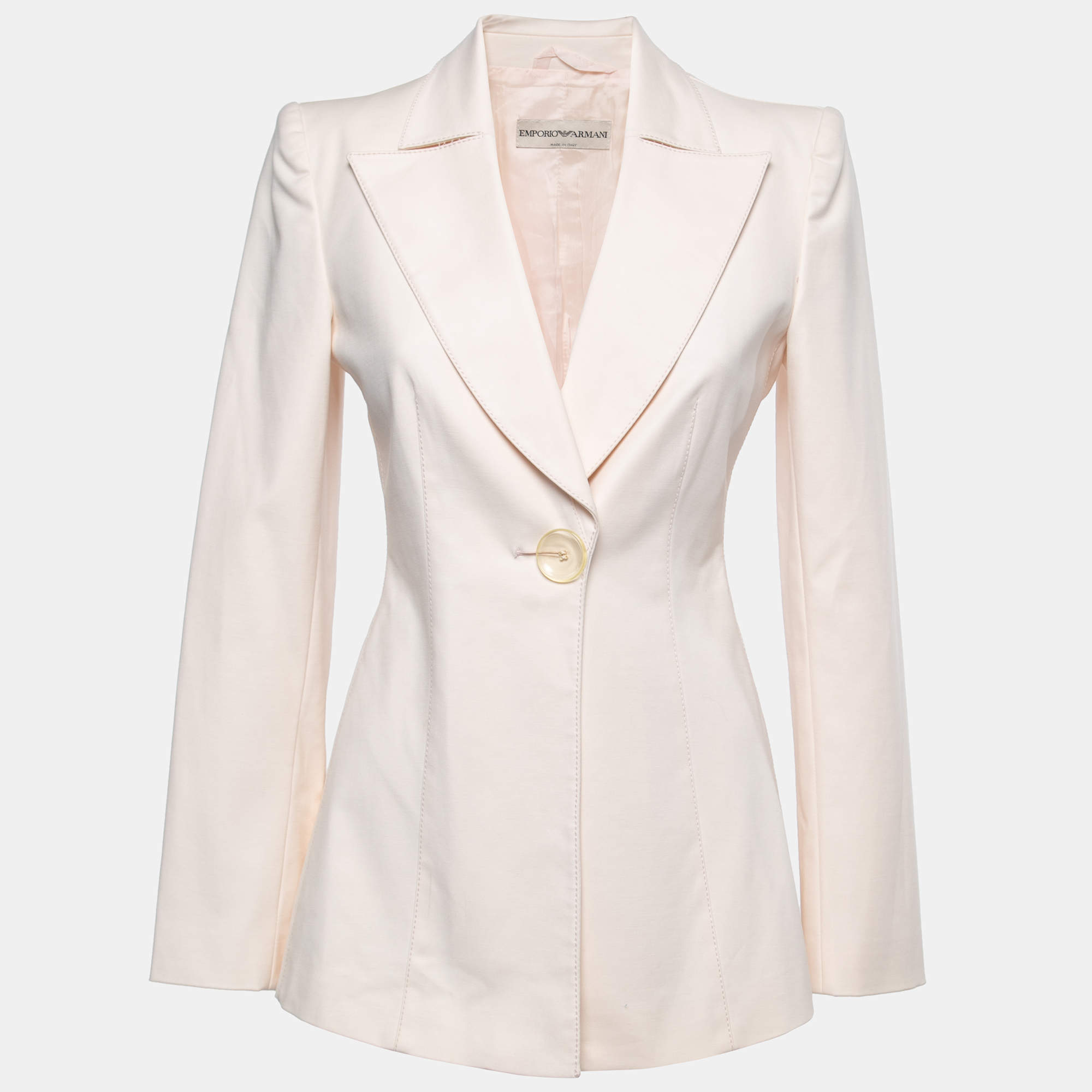 Pre Owned Emporio Armani Vintage Light Pink Cotton Blend Pointed Collar Blazer M