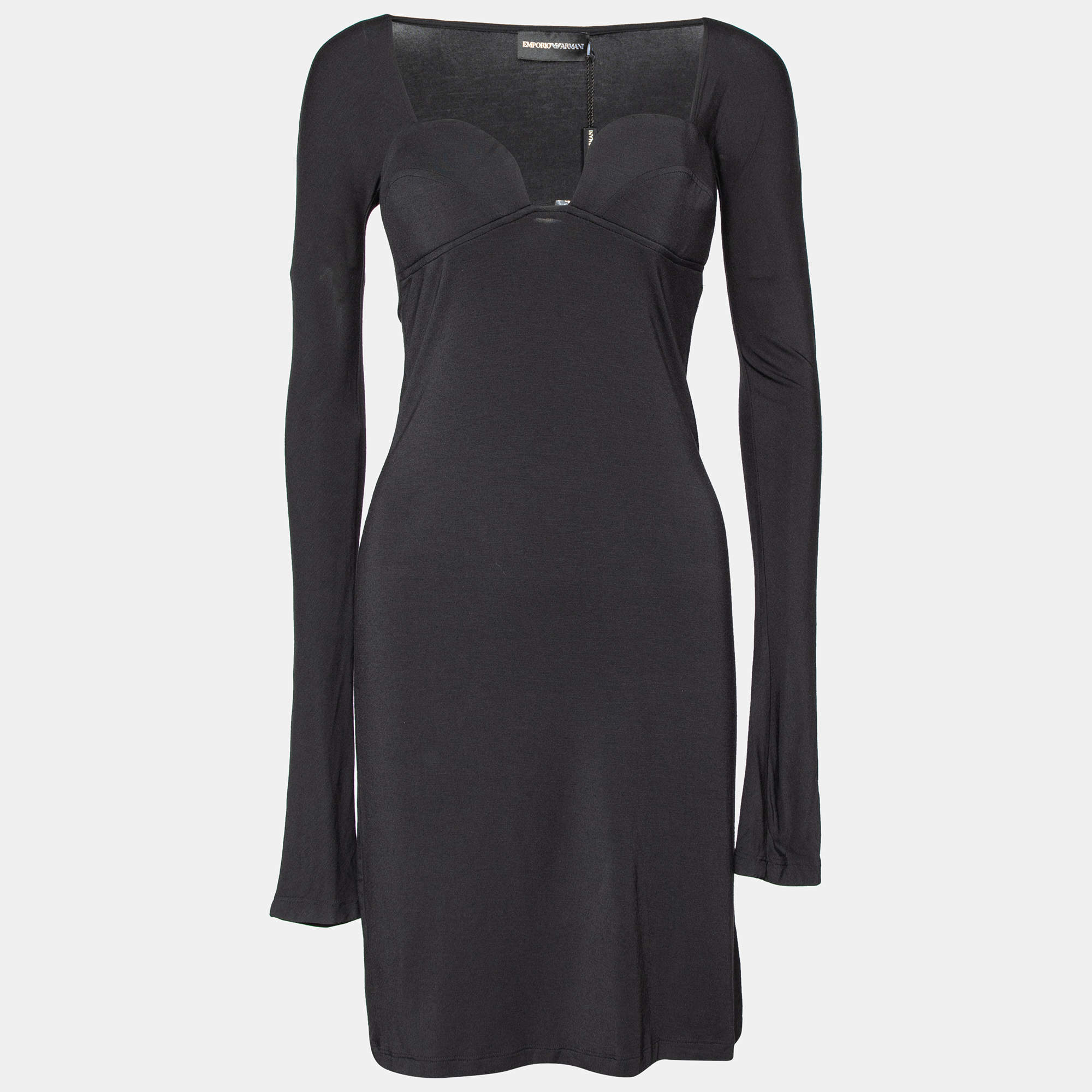 Pre Owned Emporio Armani Black Modal Knit Midi Dress M