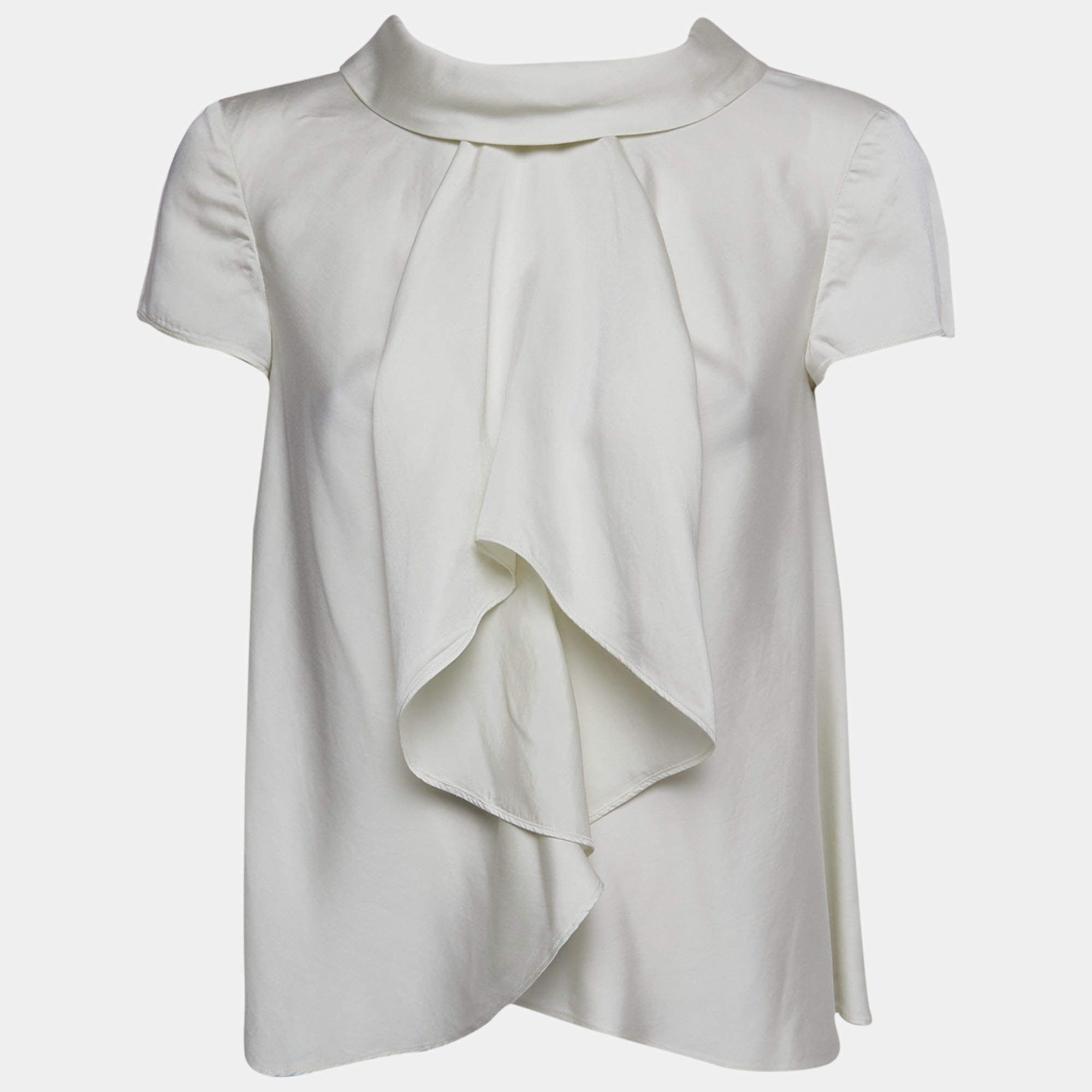 Pre Owned Emporio Armani White Silk-Blend Top S