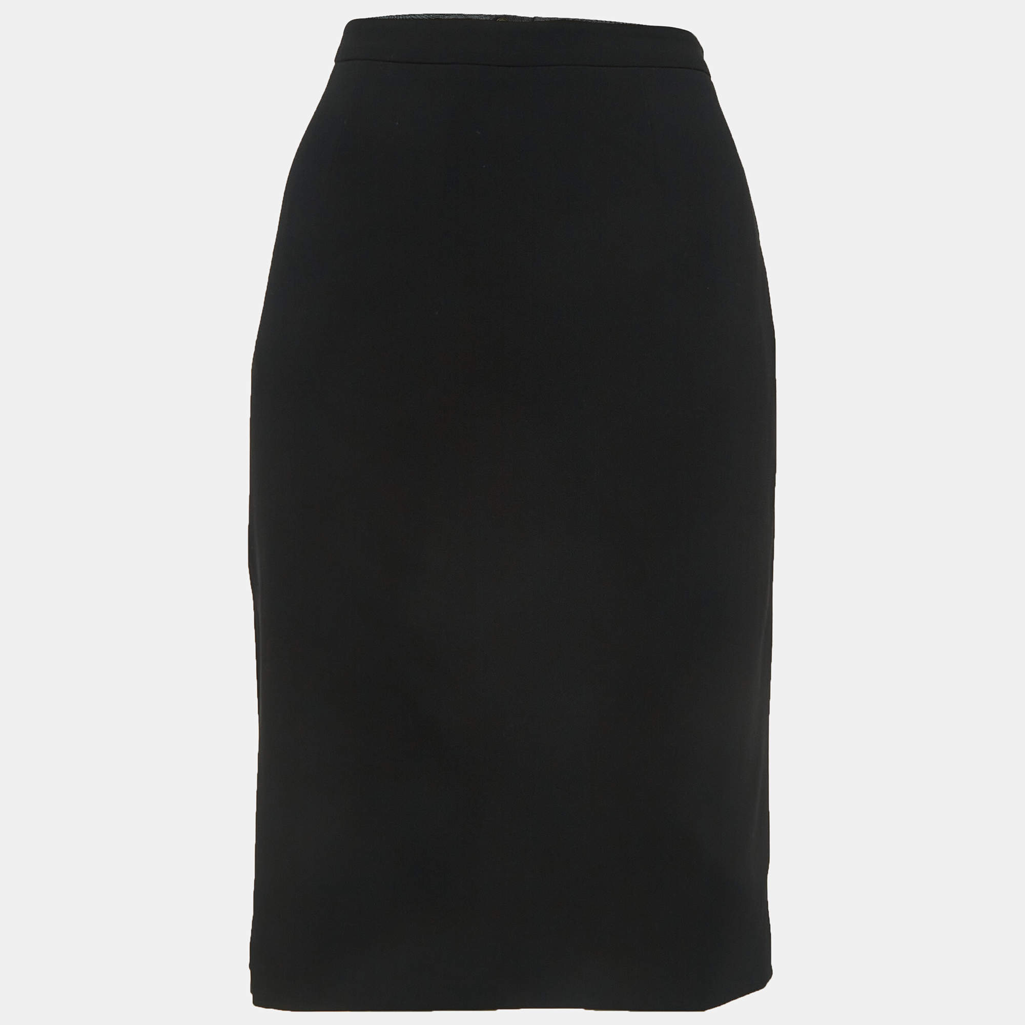 Pre Owned Emporio Armani Black Wool Pencil Skirt M