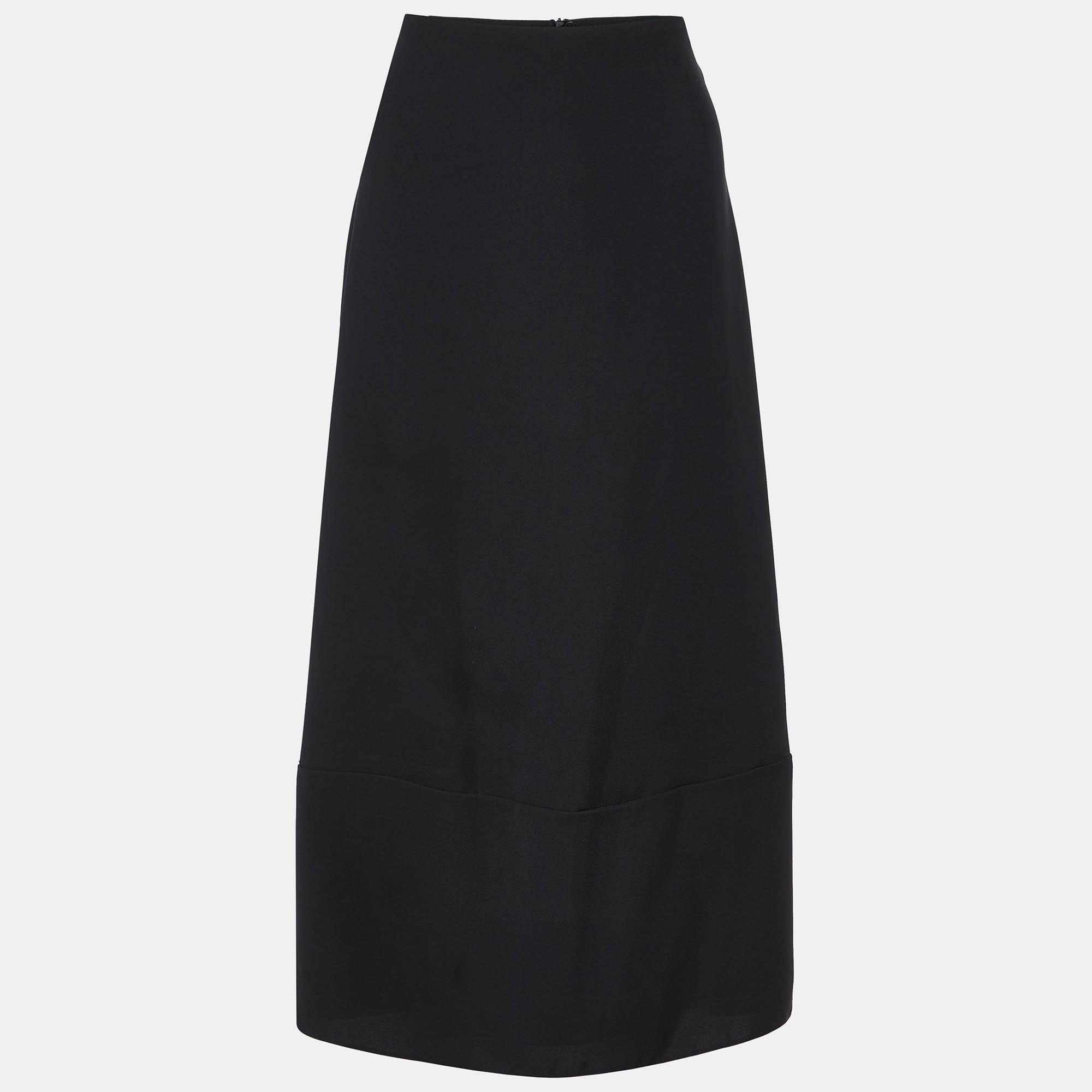 Pre Owned Emporio Armani Black Crepe Long Skirt L