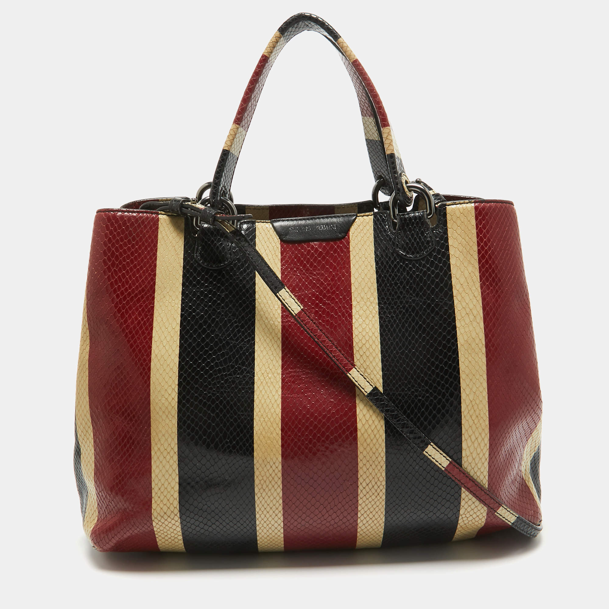 Emporio Armani Multicolor Snakeskin Embossed Leather Tote