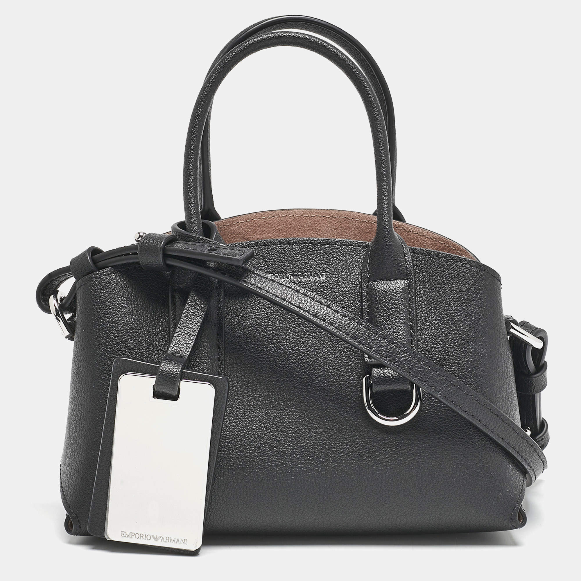 Pre Owned Emporio Armani Black Leather Small ASV Icon Bag