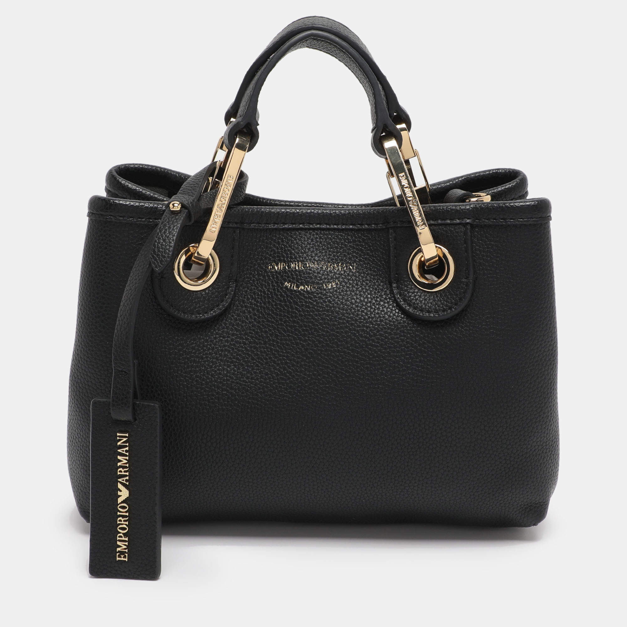 Pre Owned Emporio Armani Black Leather Small MyEA Tote