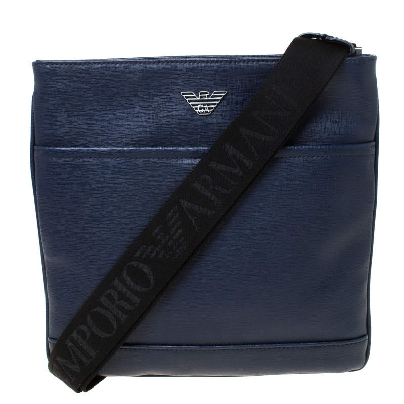 Emporio Armani Blue Leather Crossbody Bag
