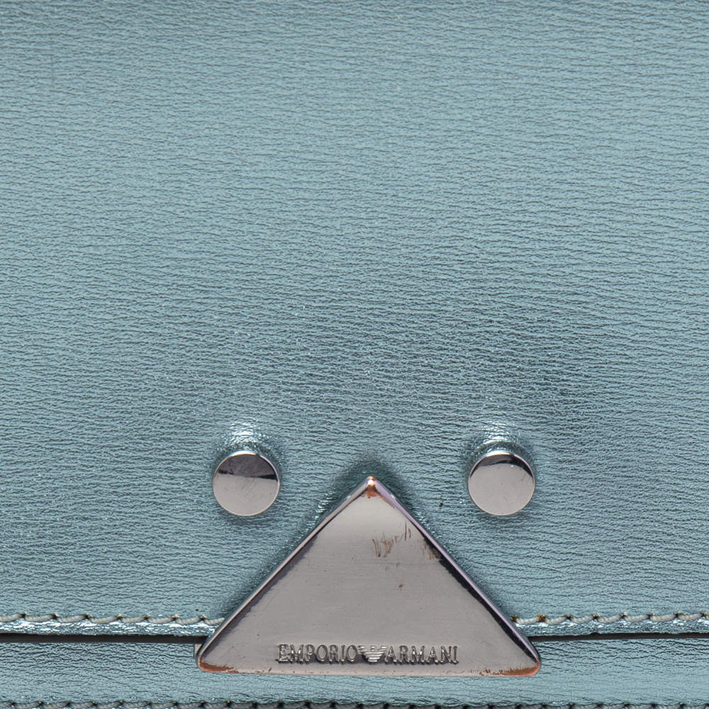 Emporio Armani Metallic Mint Green Leather Chain Shoulder Bag Emporio Armani